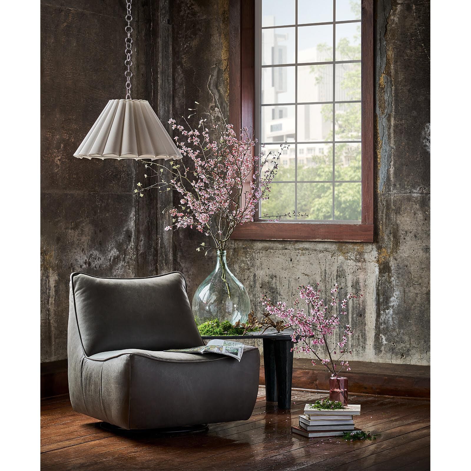 Shown in White finish and Linen shade