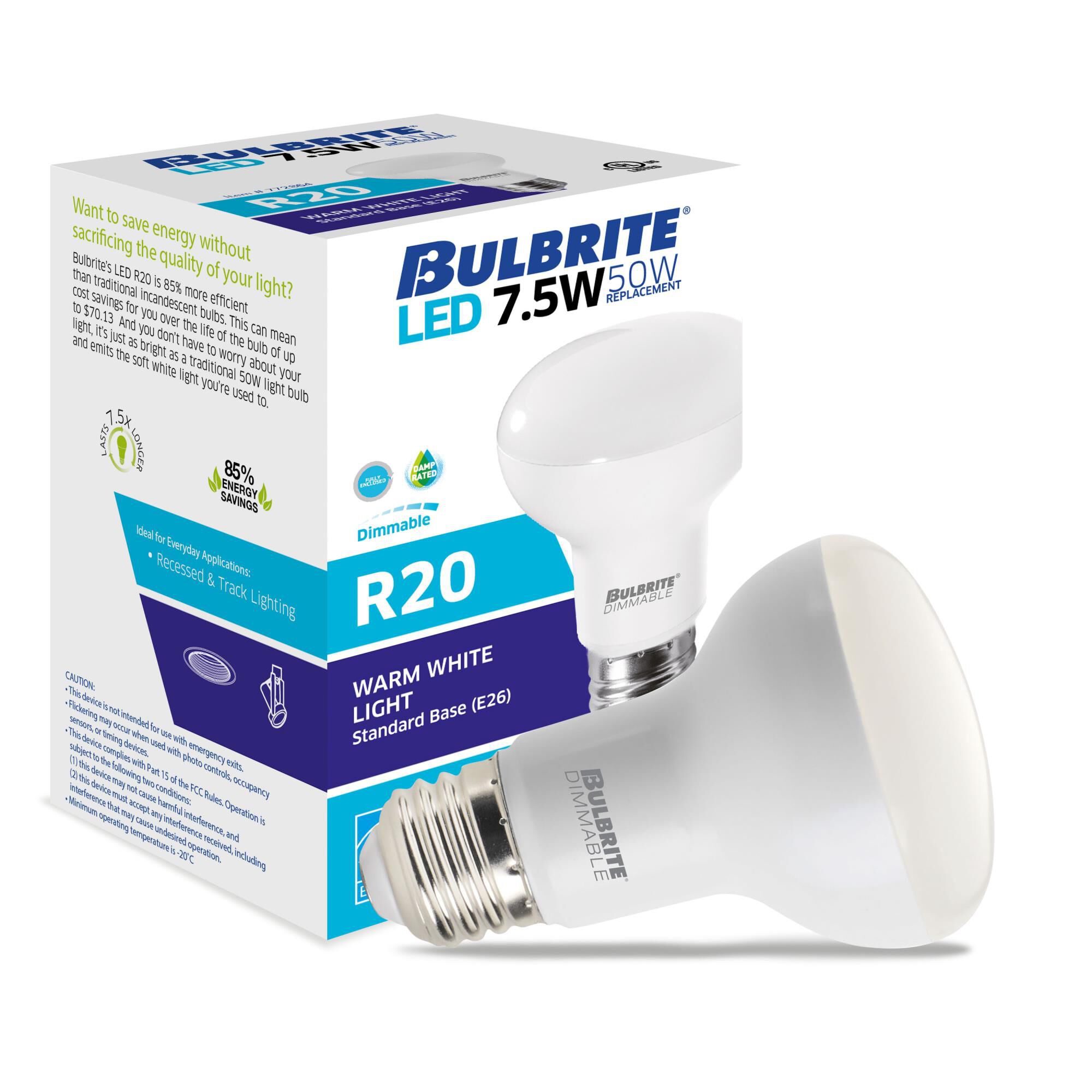 7.5 Watt 2700K R20 LED Light Bulb by Bulbrite