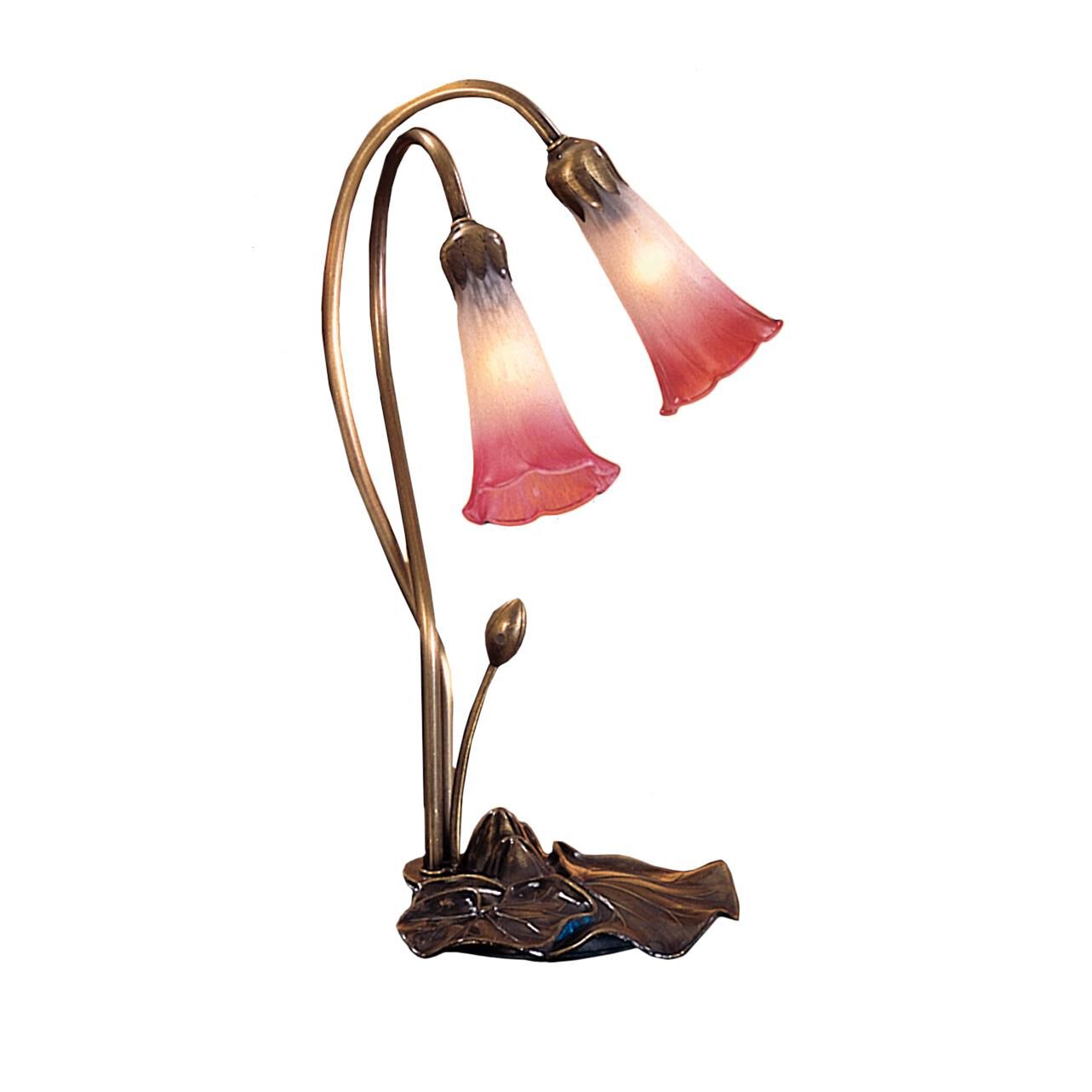 Shown in Mahogany Bronze finish and Plum Pink-White glass