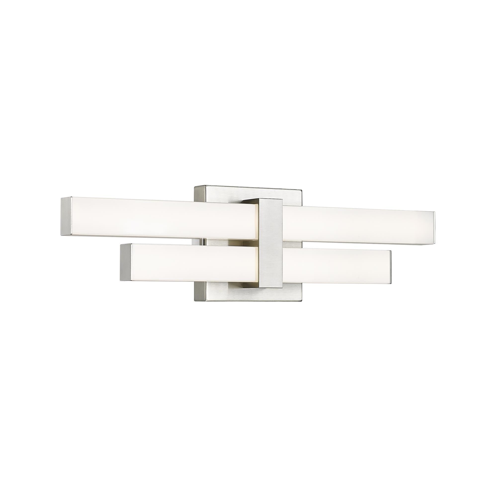 Shown in Brushed Nickel finish and Frosted glass and Frosted shade