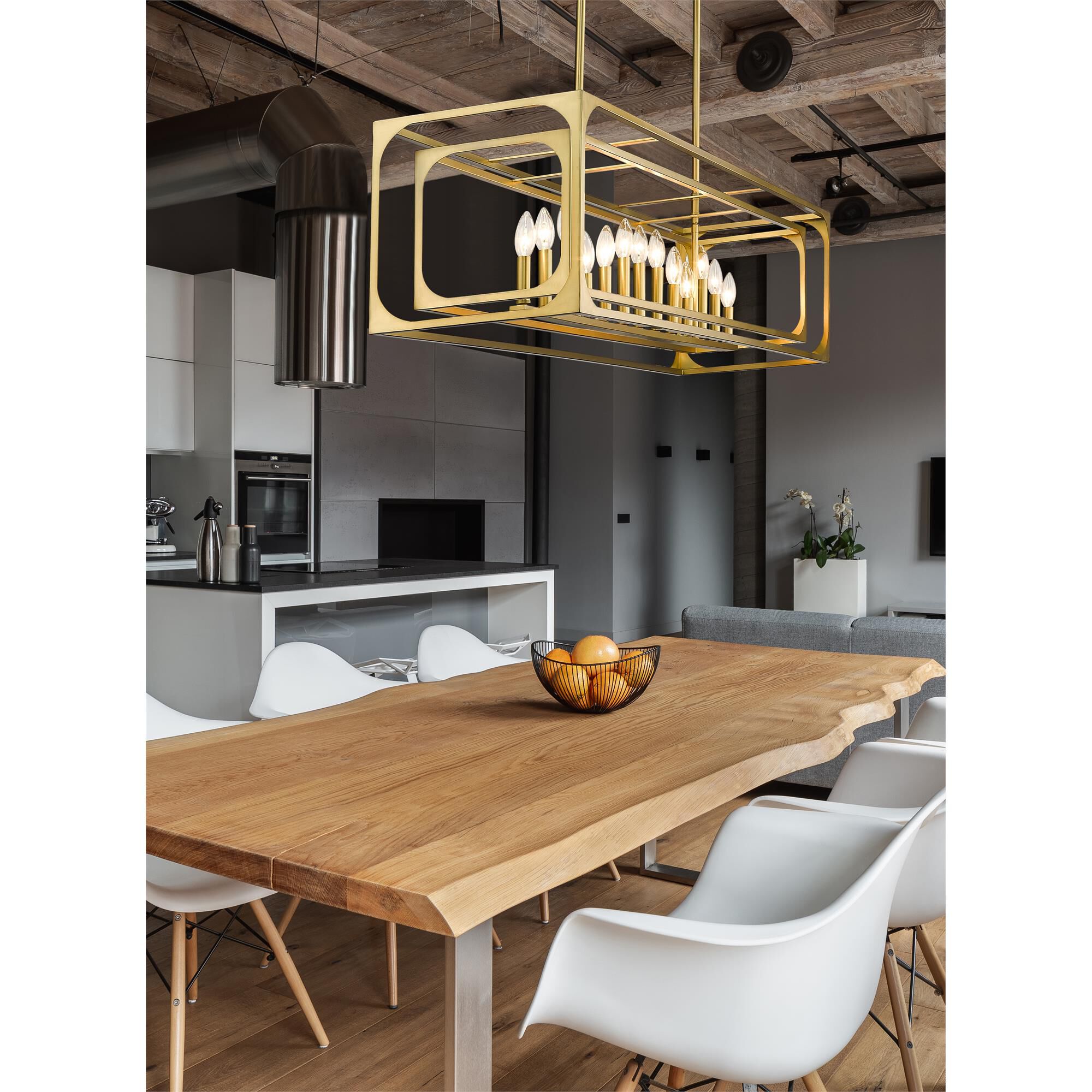 Shown in Rubbed Brass finish and Steel shade