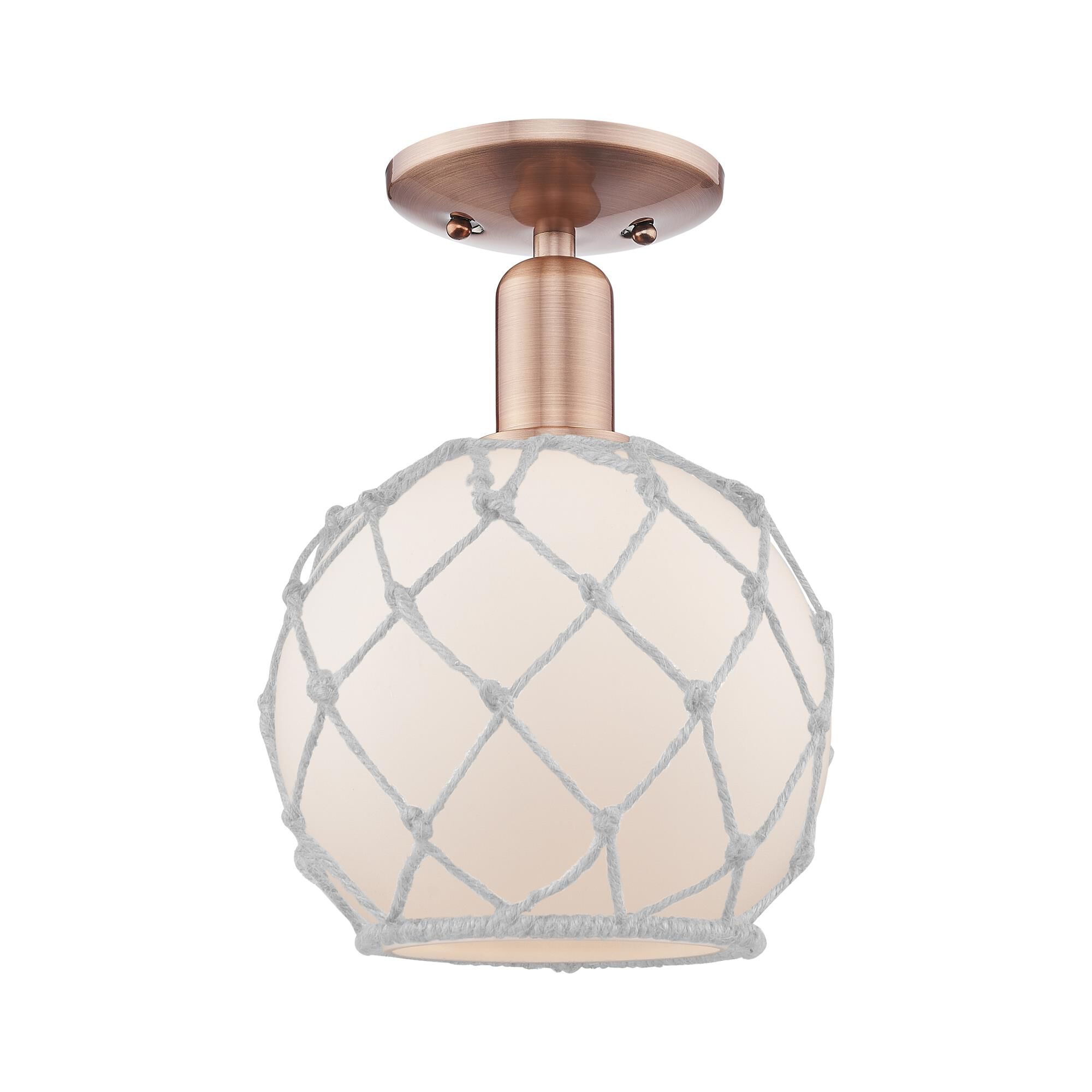 Shown in Antique Copper finish and White with White Rope glass