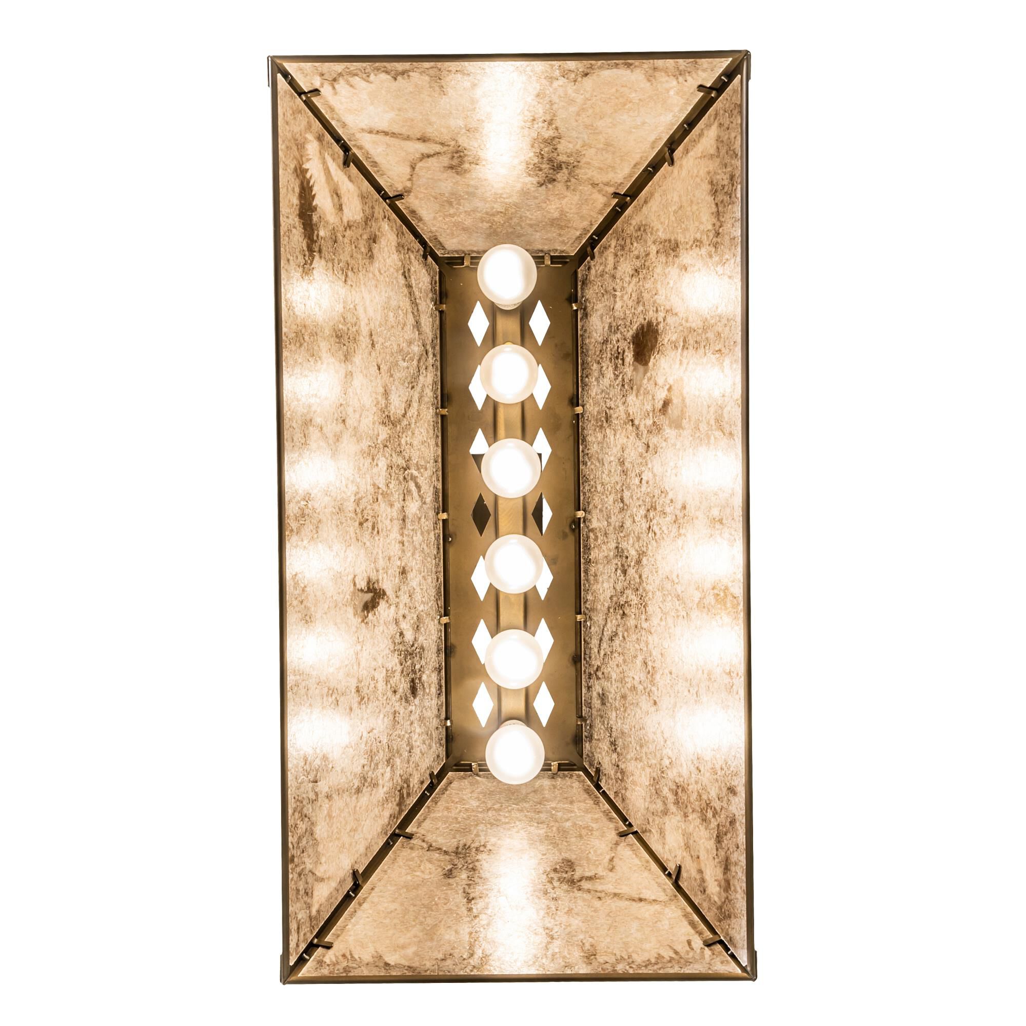 Shown in Antique Copper Finish finish and Silver Mica glass