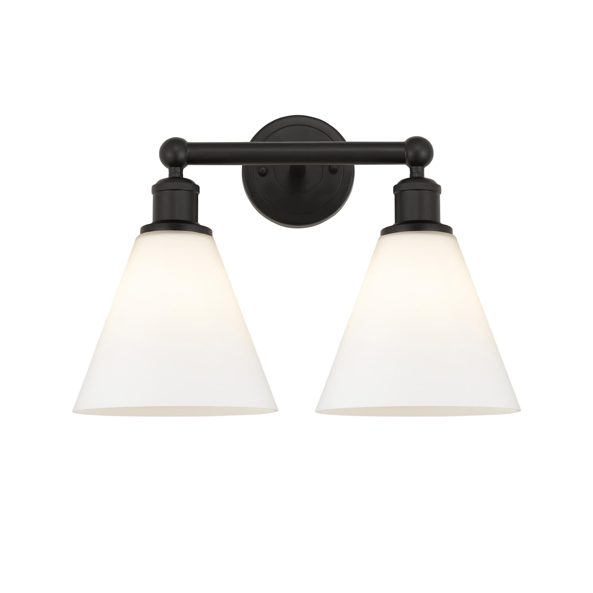 Shown in Oil Rubbed Bronze finish and Matte White glass