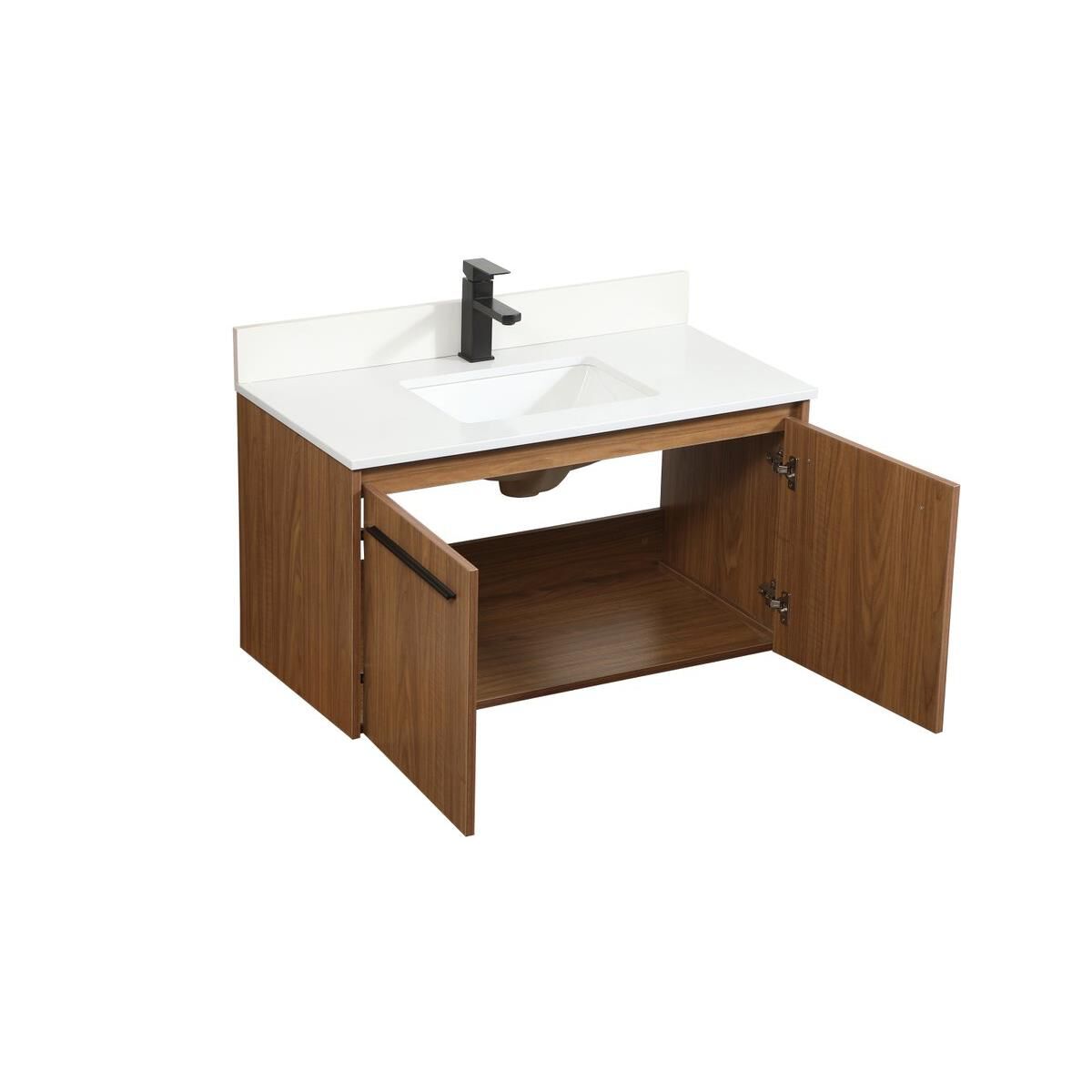 Shown in Walnut Brown finish and With Backsplash accent