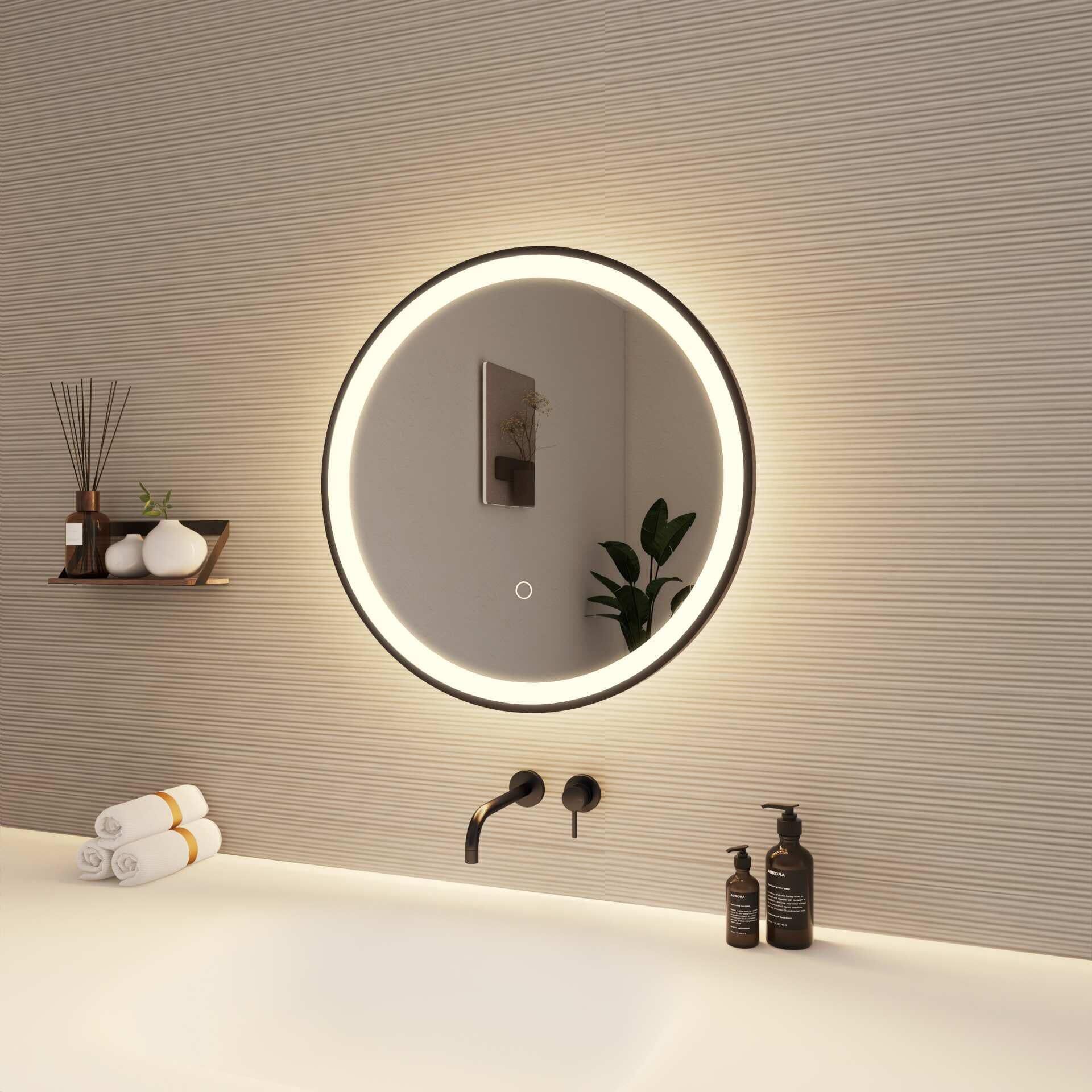 Harmoni 21 Inch Round LED Lighted Mirror by Elegant Decor
