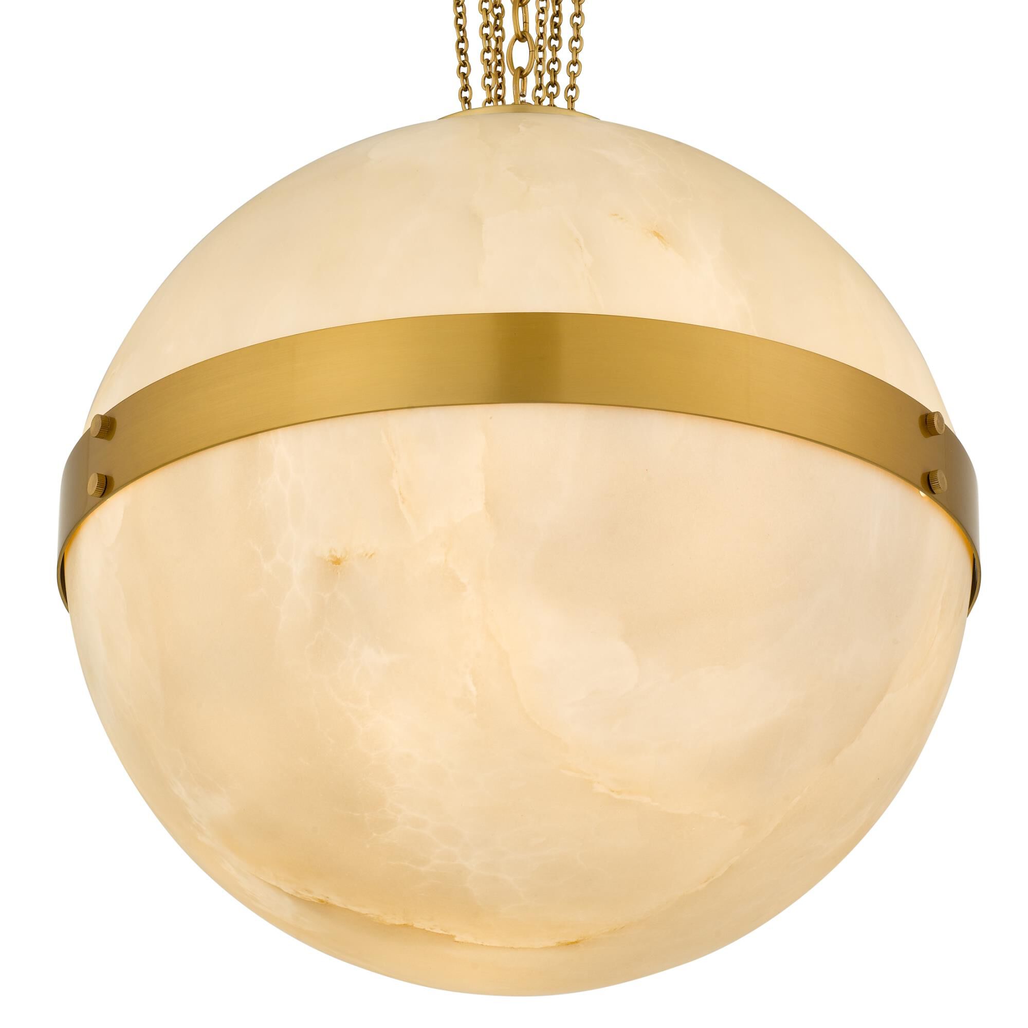Shown in Brushed Gold finish and Alabaster Glass Top, Alabaster Glass Bottom shade
