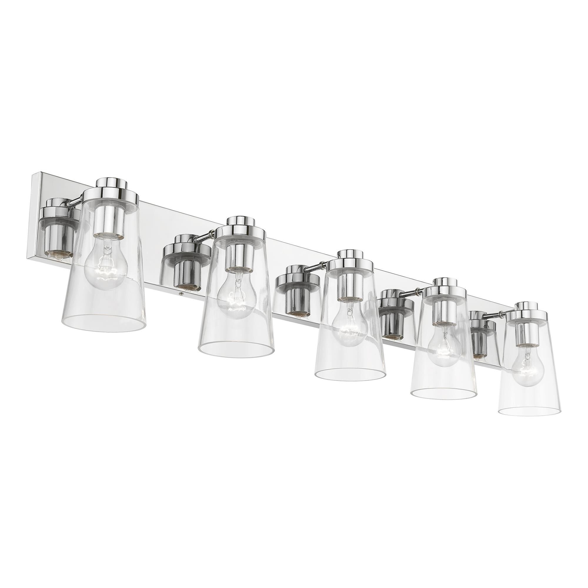 Shown in Polished Chrome finish and Clear glass
