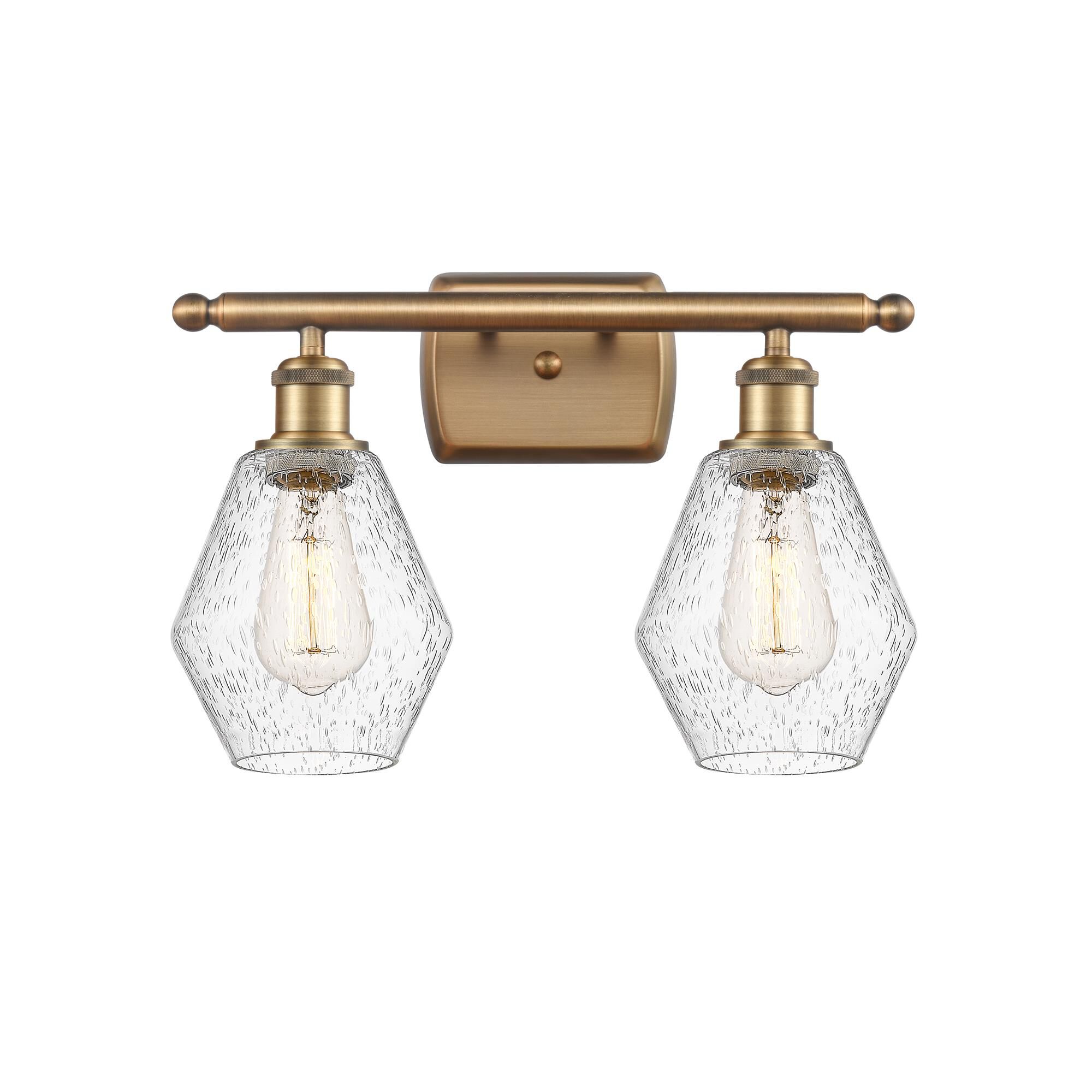 Shown in Brushed Brass  finish and Seedy glass
