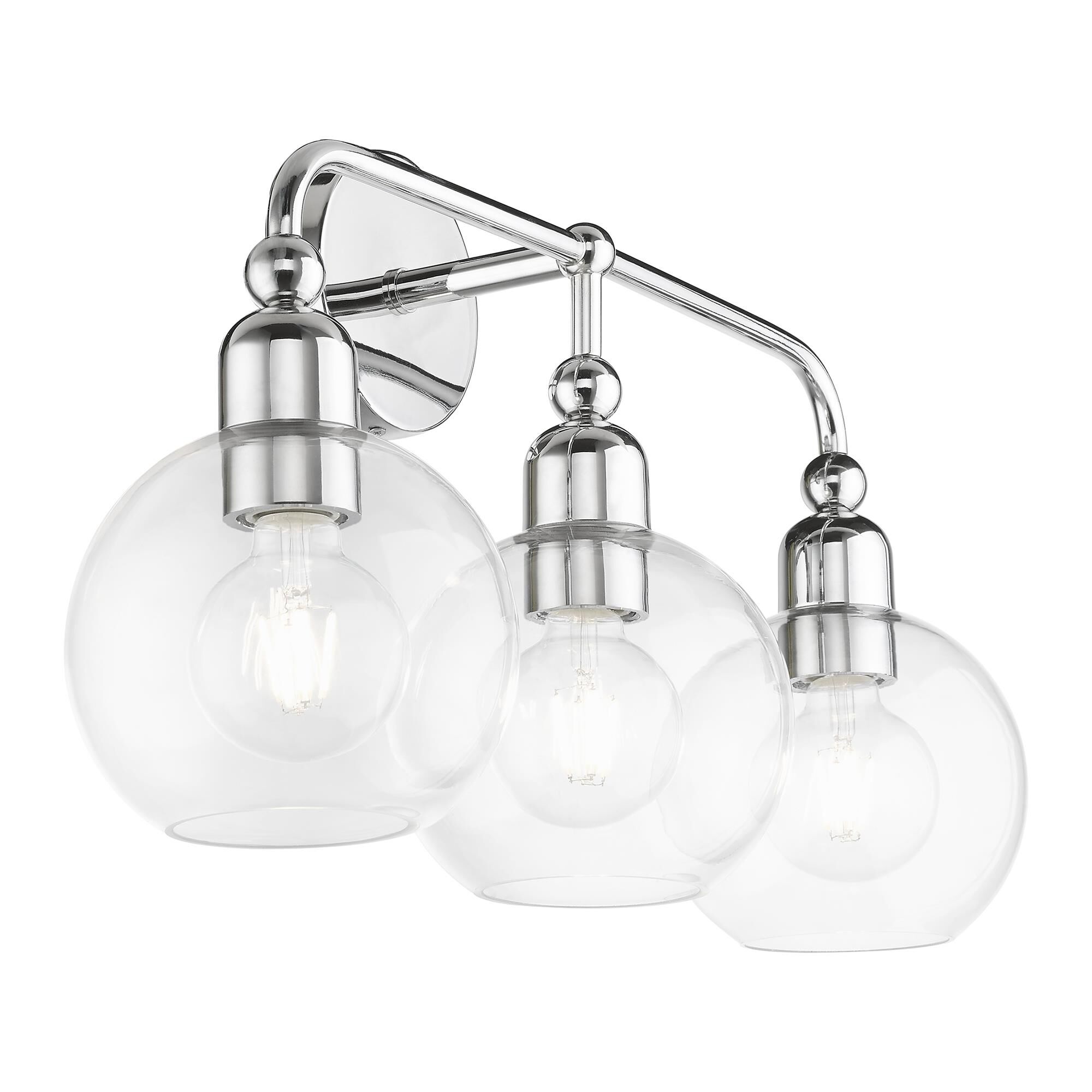 Shown in Polished Chrome finish and Clear glass