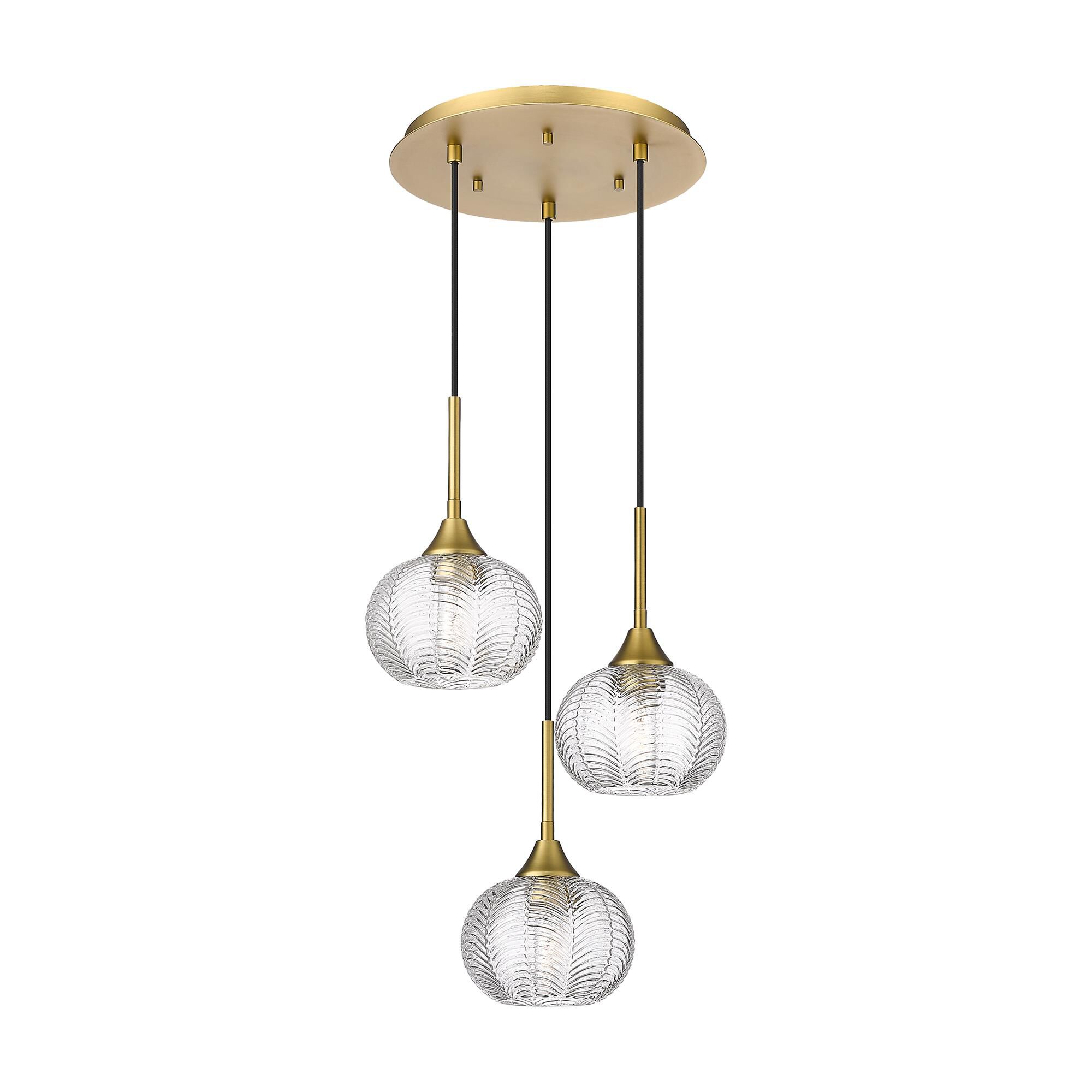 Shown in Brushed Brass finish and Clear shade