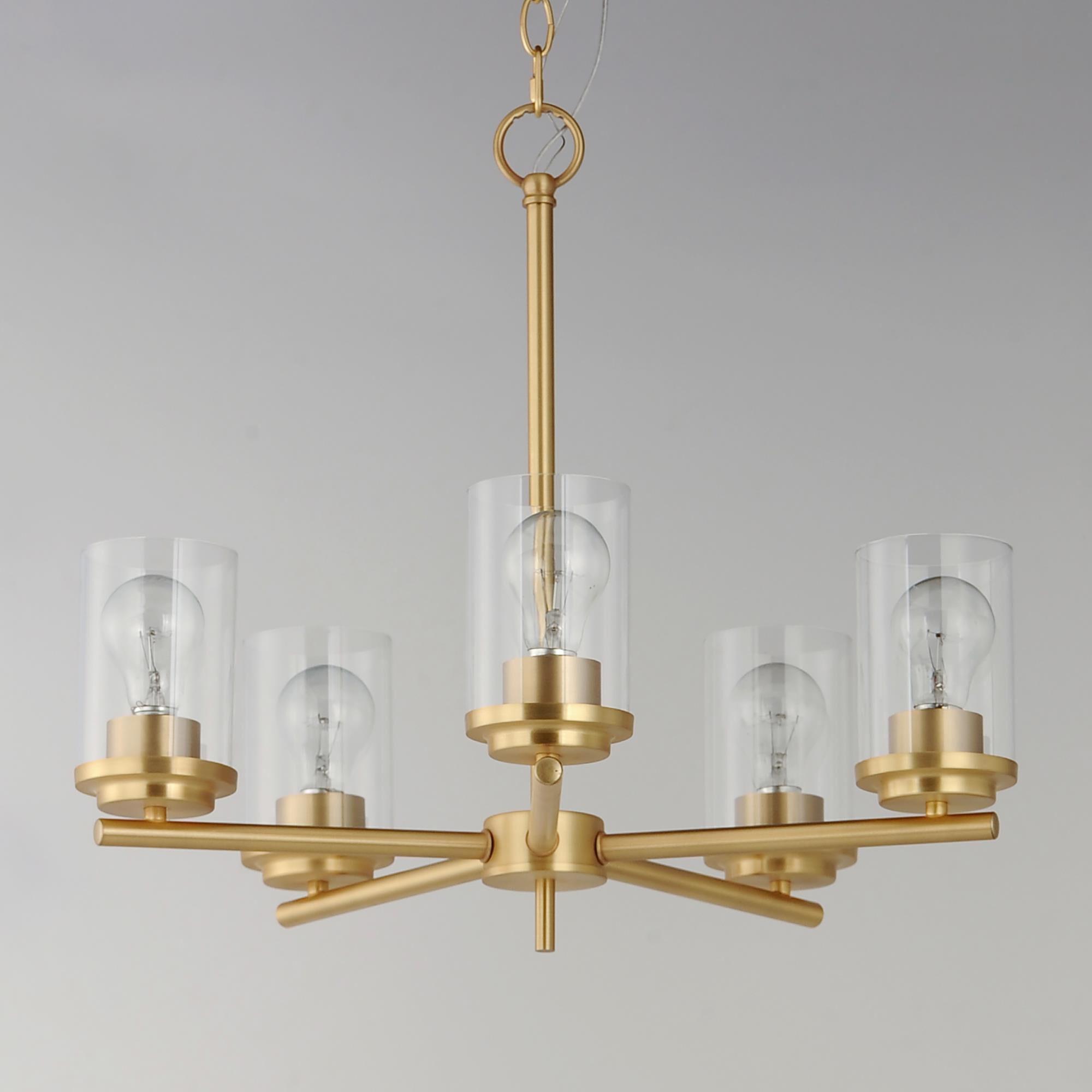 Shown in Satin Brass finish and Clear glass
