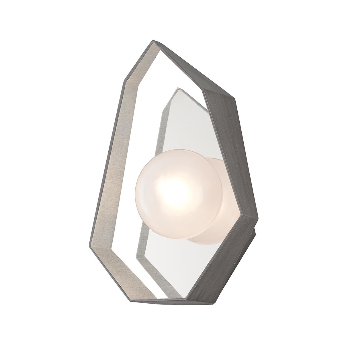 Shown in Graphite With Silver Leaf finish and Frosted Clear glass