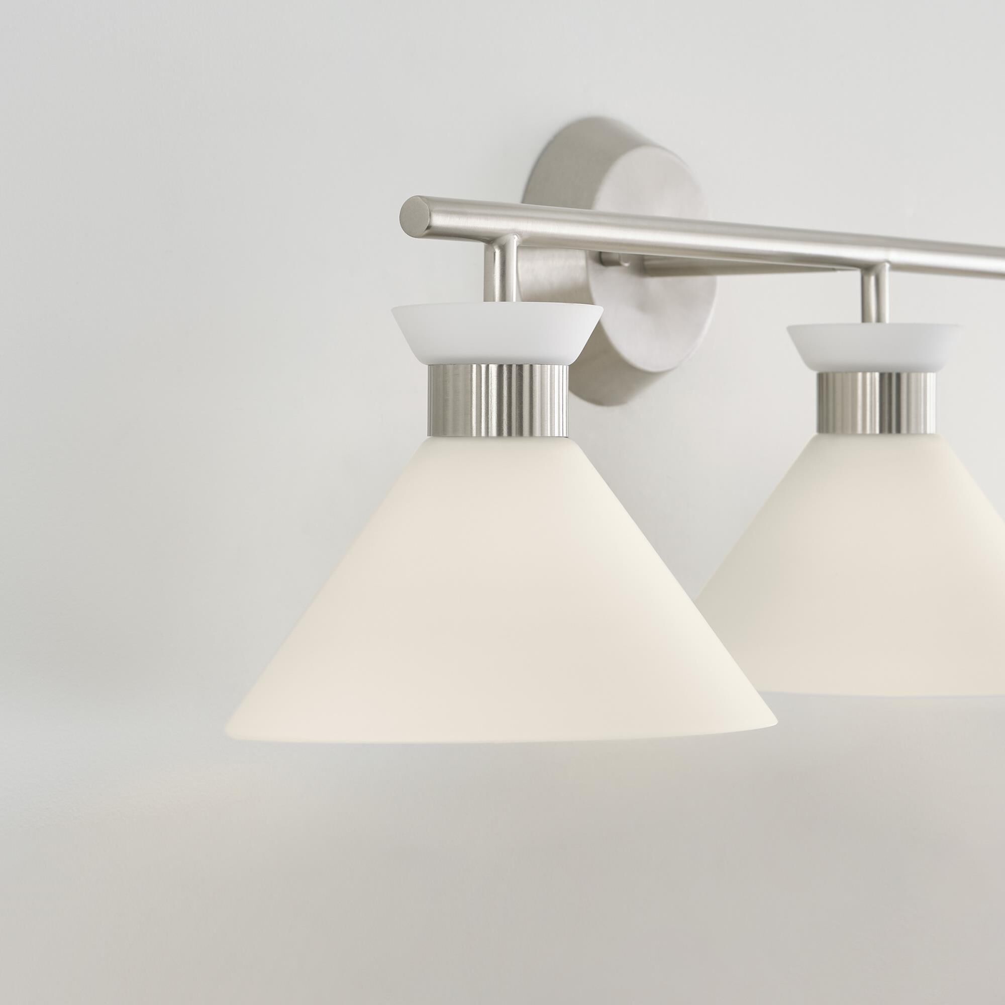 Shown in Brushed Steel finish and Etched White glass