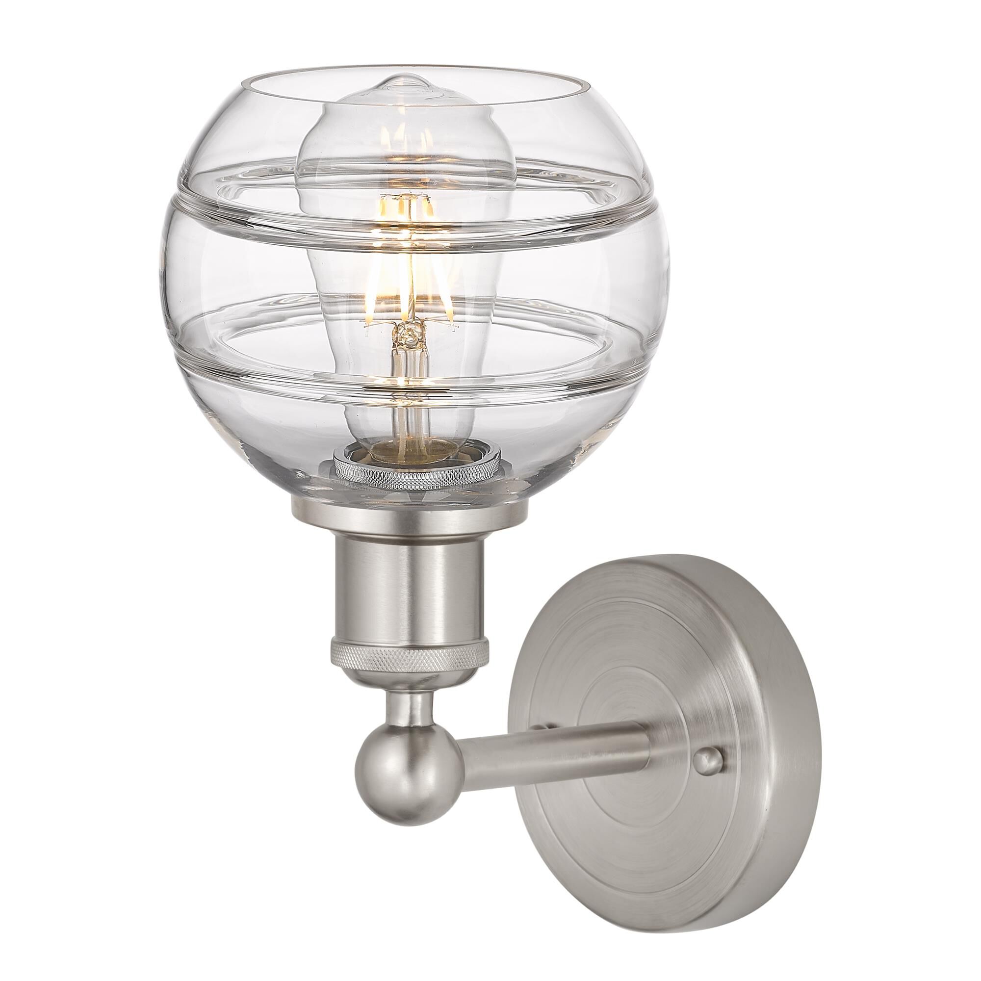 Shown in Brushed Satin Nickel finish and Clear glass