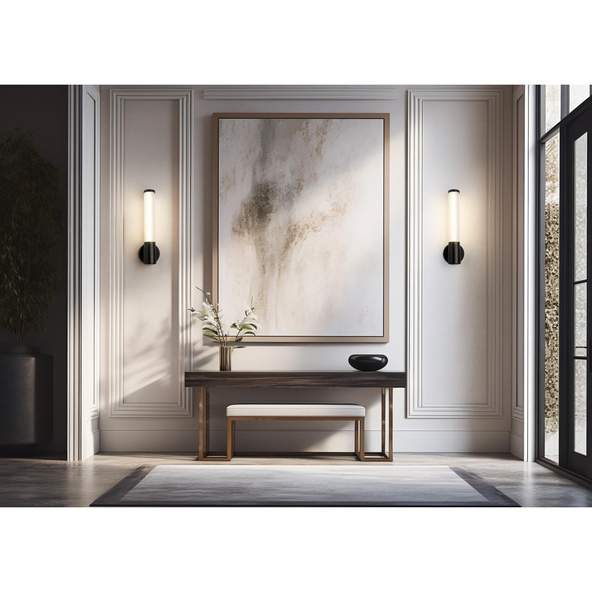 Shown in Matte Black finish and Opal White glass and Opal White shade