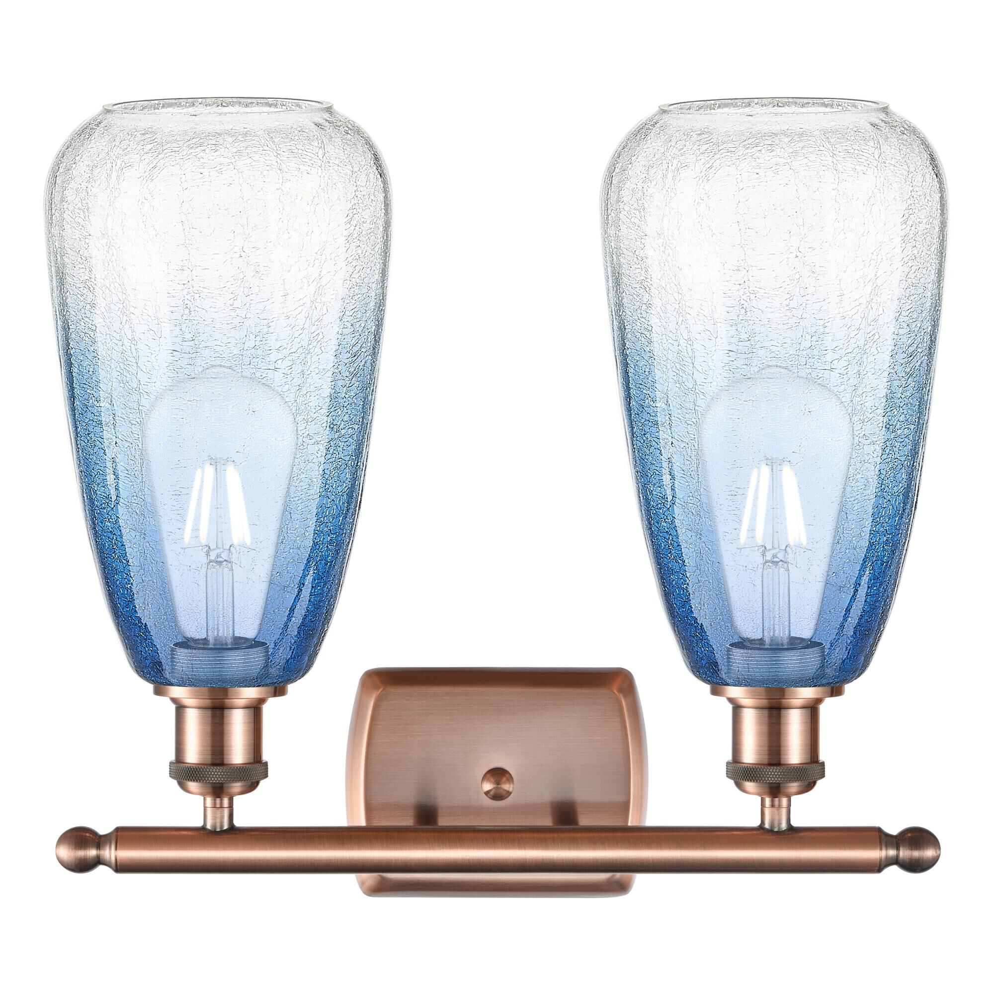 Shown in Antique Copper finish and Sapphire Blue glass