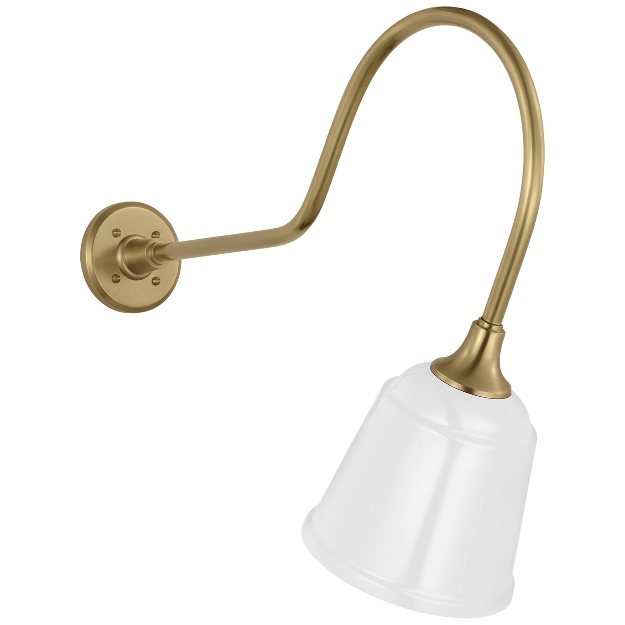 Shown in Hand-Rubbed Antique Brass finish and White Rockhouse shade