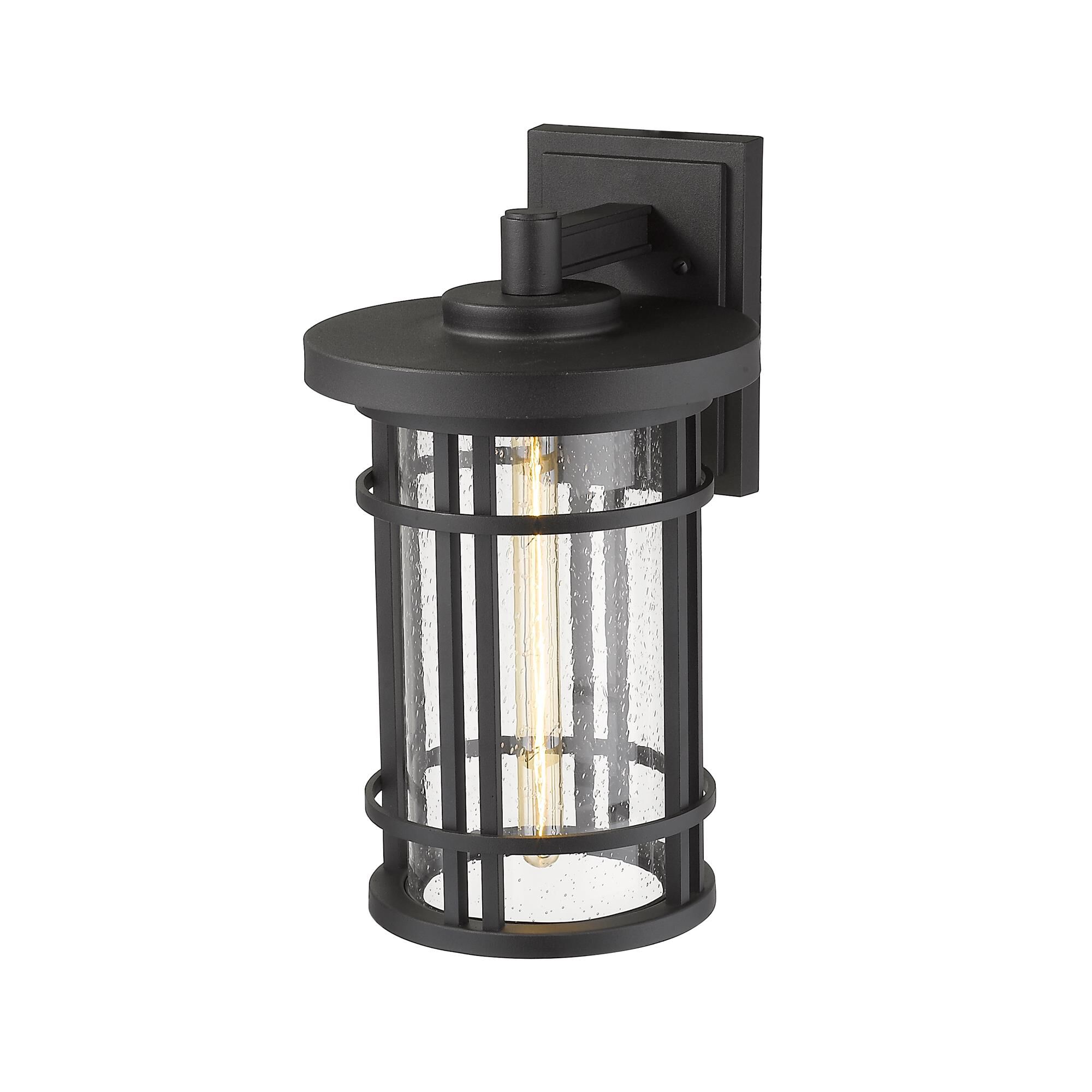 Shown in Black finish and Glass shade