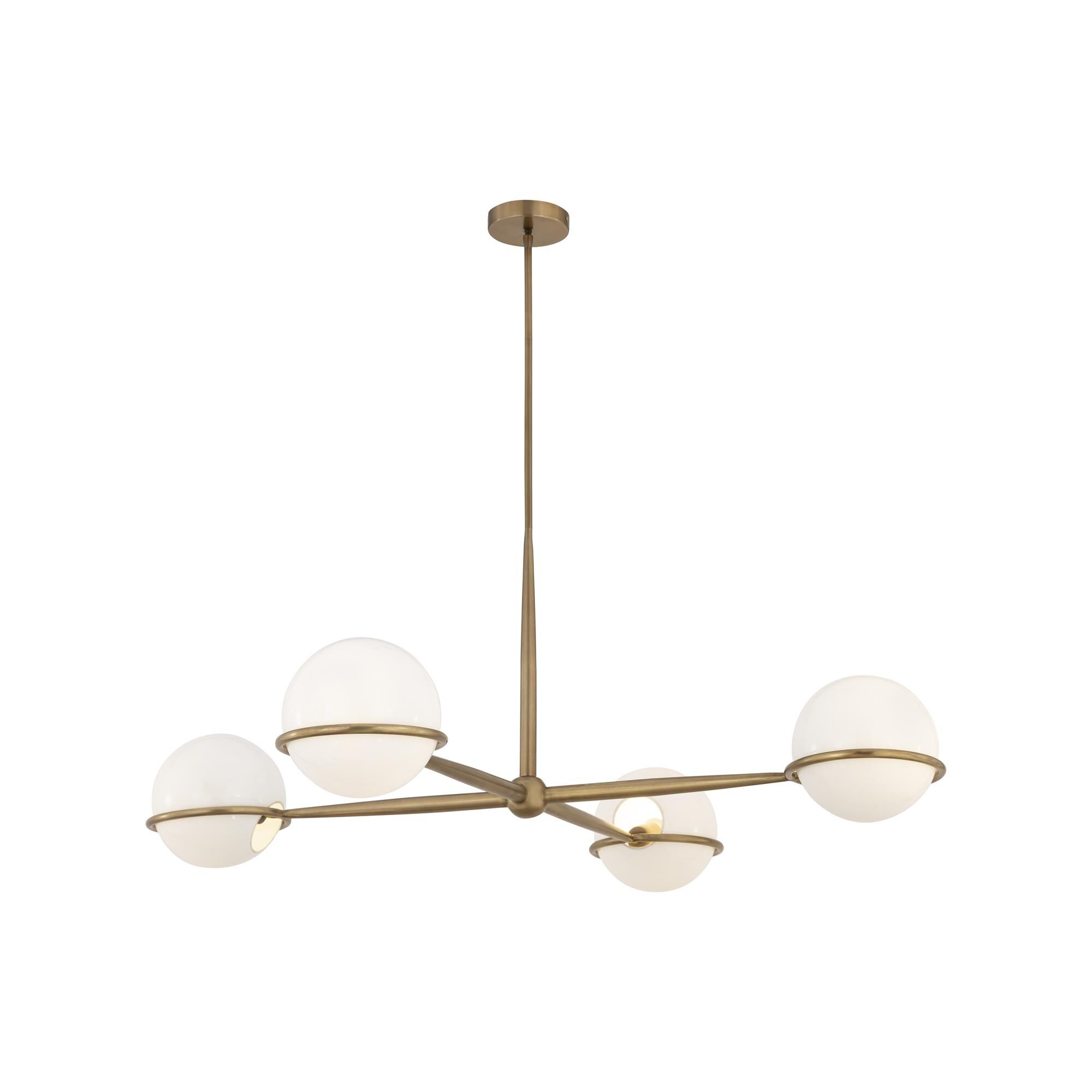 Shown in Legacy Brass finish and Opal glass