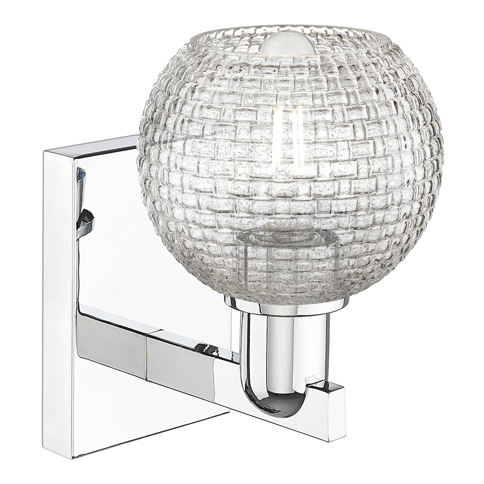 Shown in Polished Chrome finish and Clear Basketweave glass