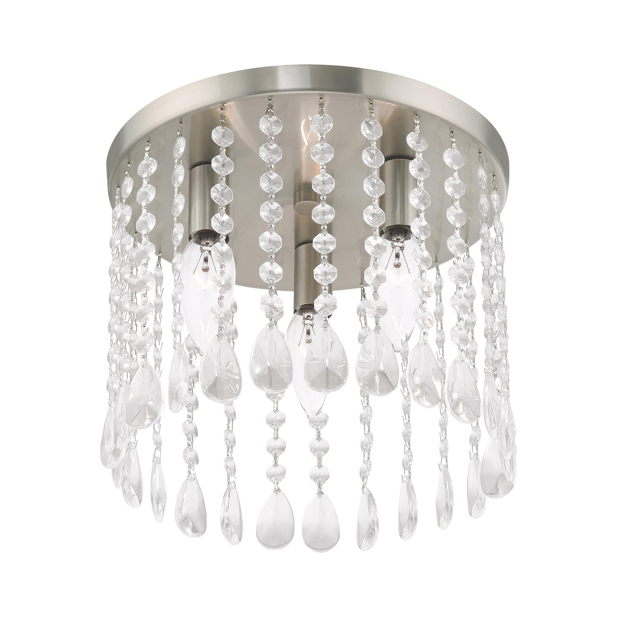 Shown in Brushed Nickel finish and Clear Crystals glass