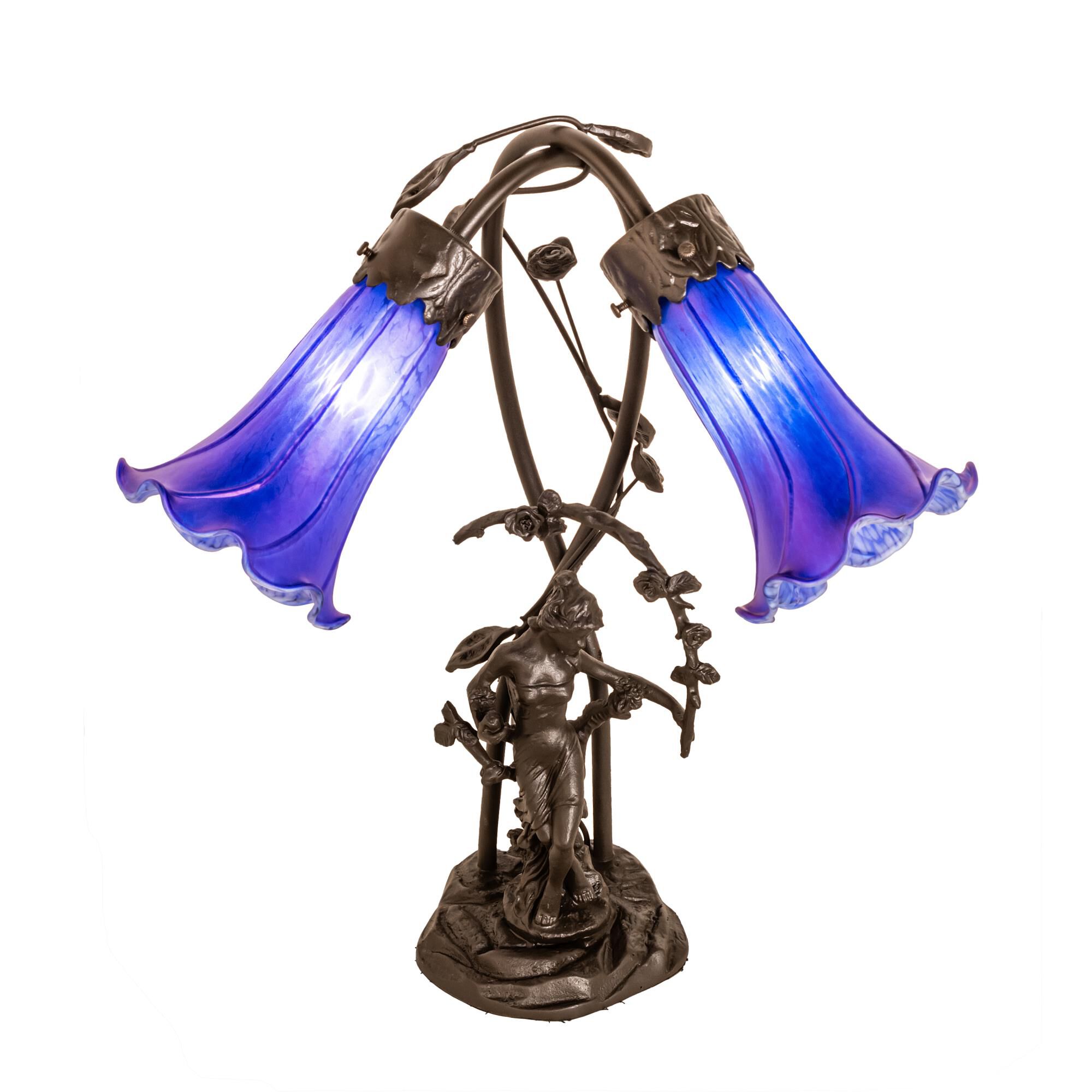 Blue Pond Lily 17 Inch Table Lamp by Meyda Lighting