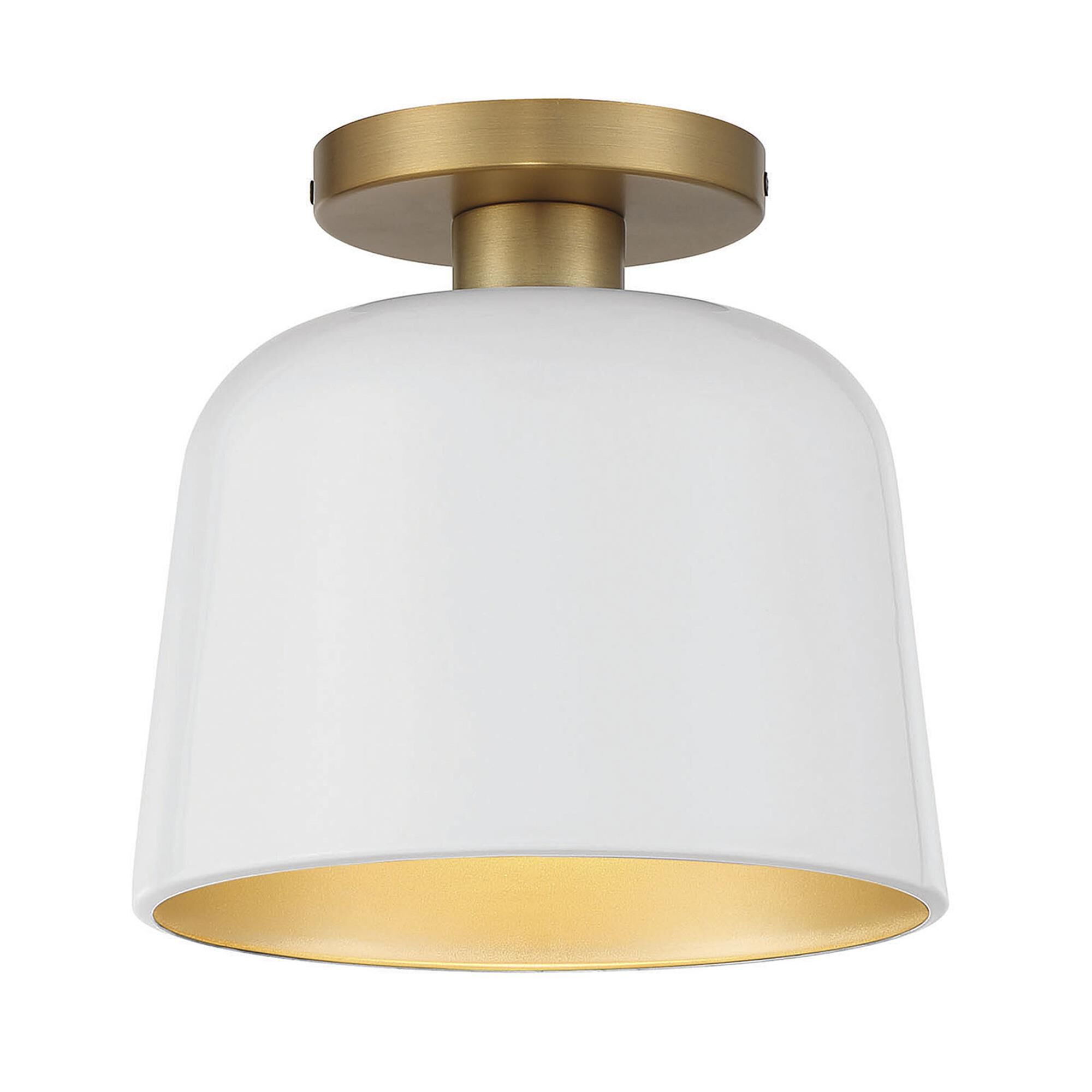 Shown in White With Natural Brass finish and White Metal shade