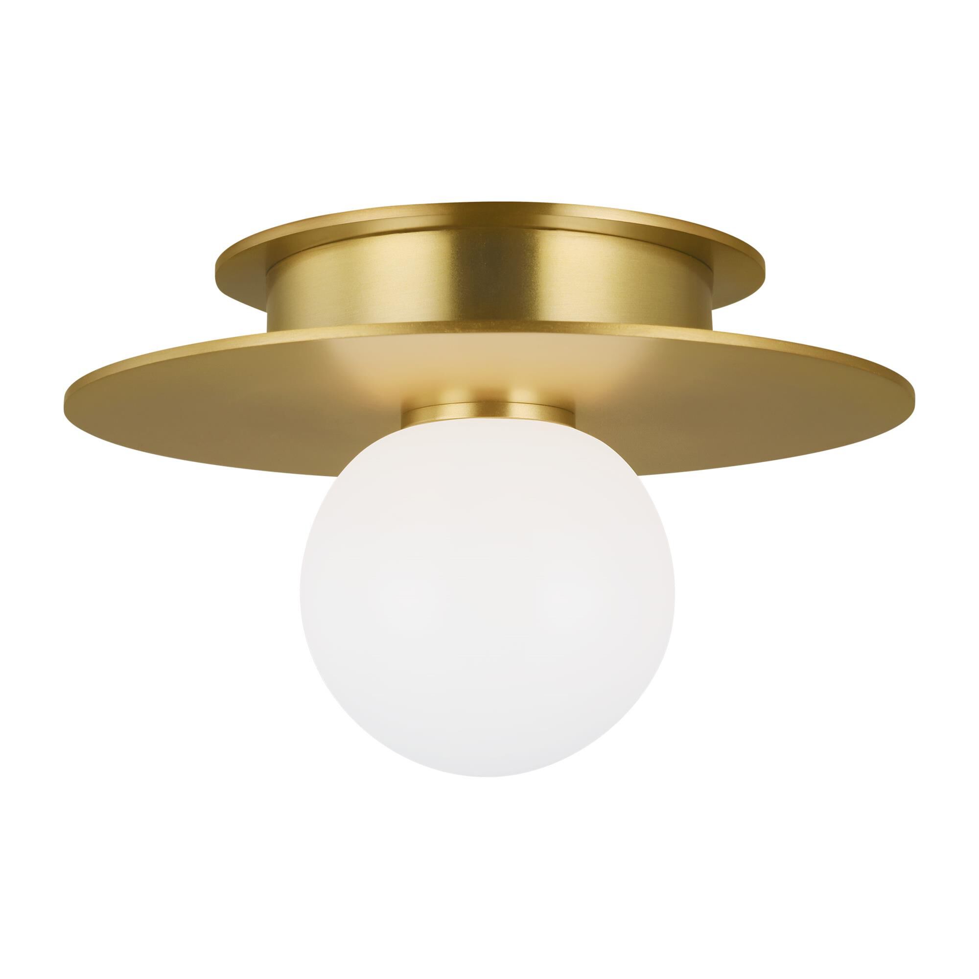 Shown in Burnished Brass finish and Milk Whitesteel glass