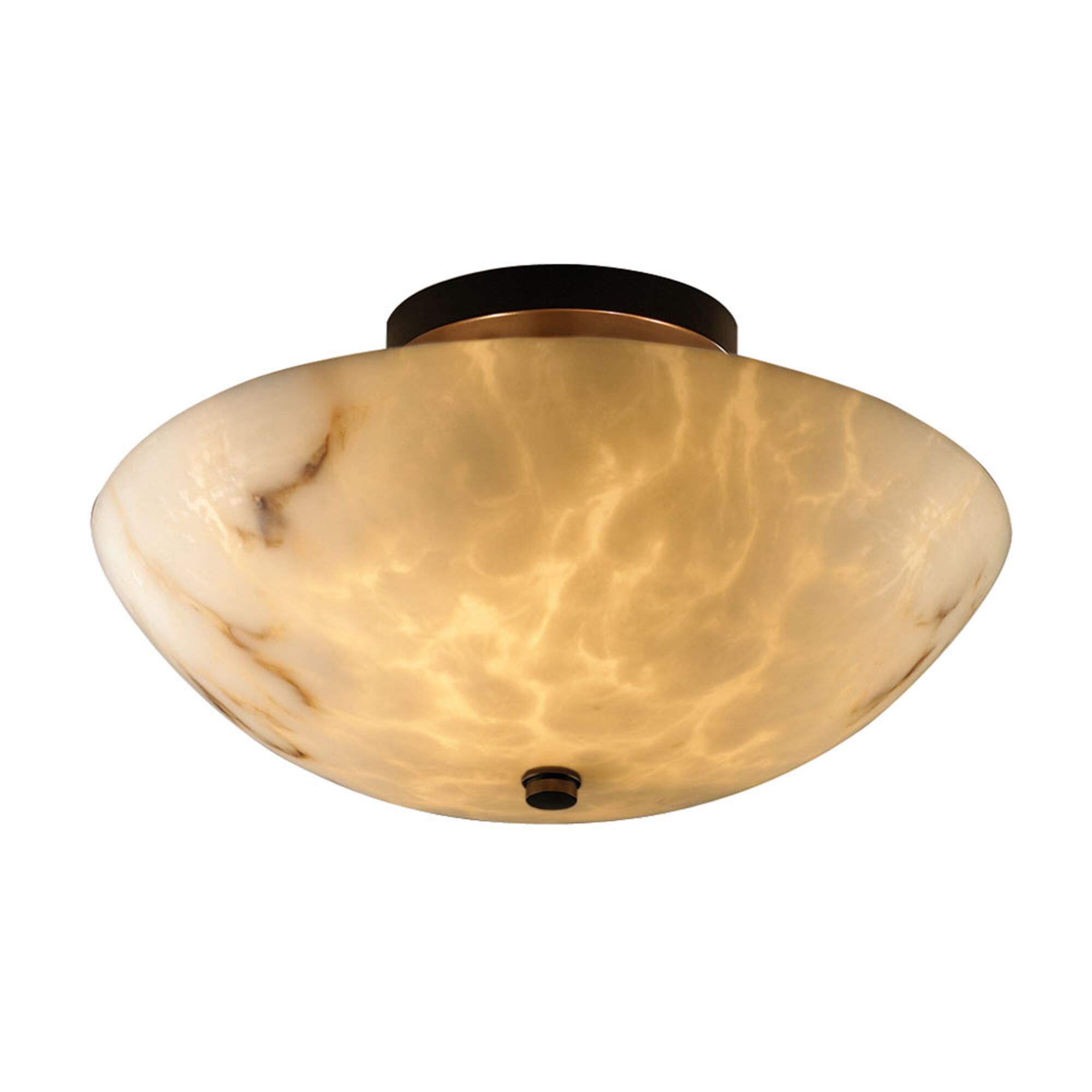 Shown in Dark Bronze finish and Faux Alabaster Resin glass and Round Bowl accent