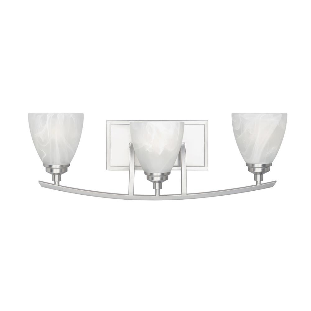 Shown in Satin Platinum finish and Alabaster glass