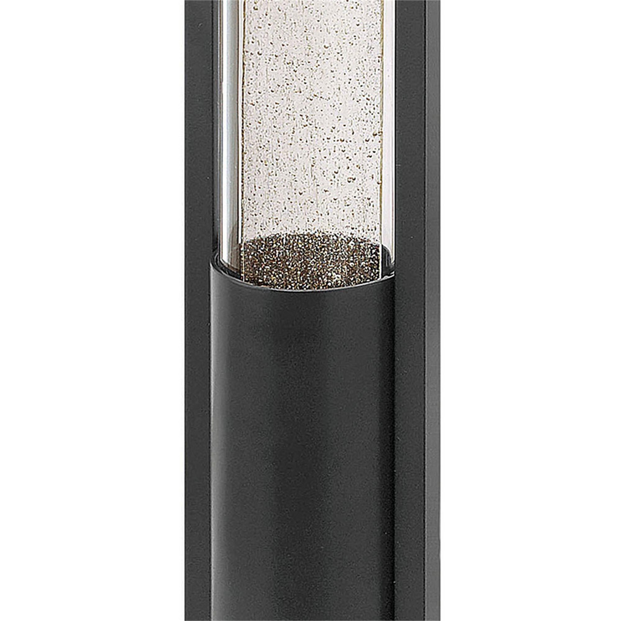 Shown in Black finish and Clear Acrylic And Seedy glass