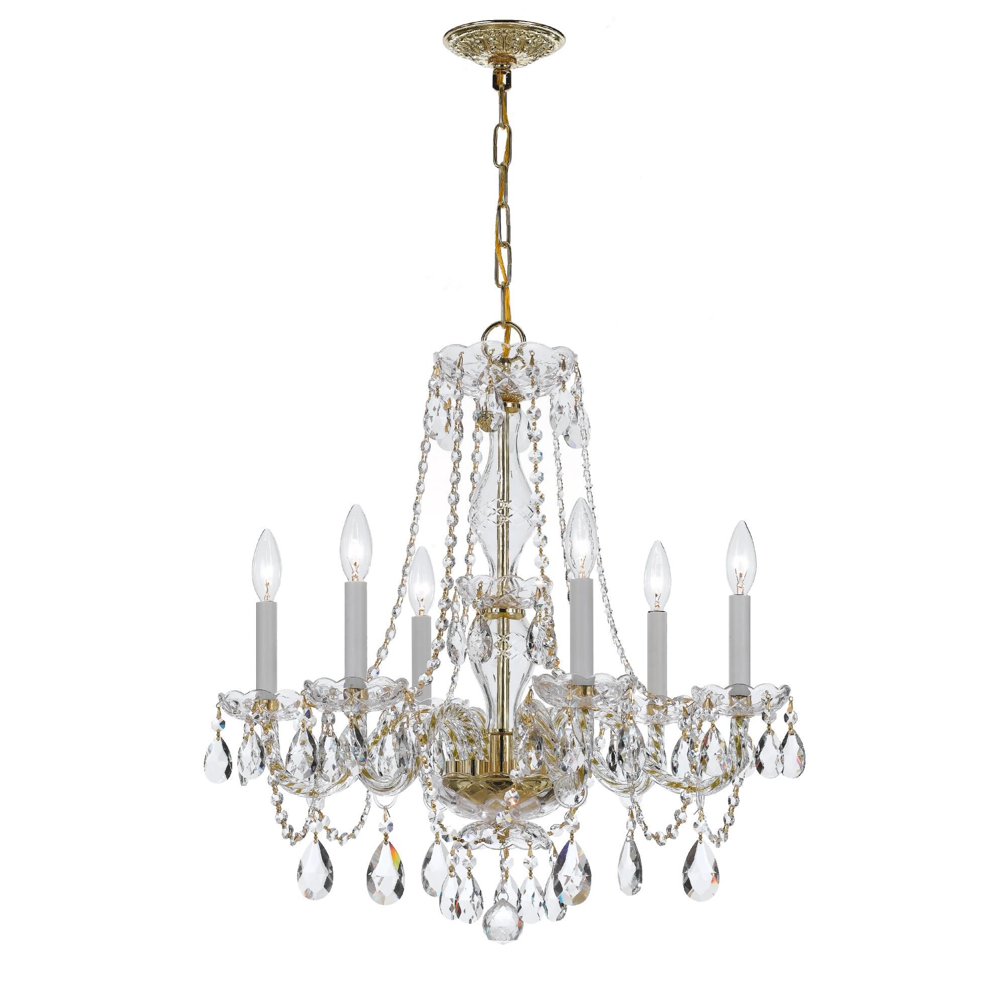 Shown in Polished Brass finish and Clear Italian crystal