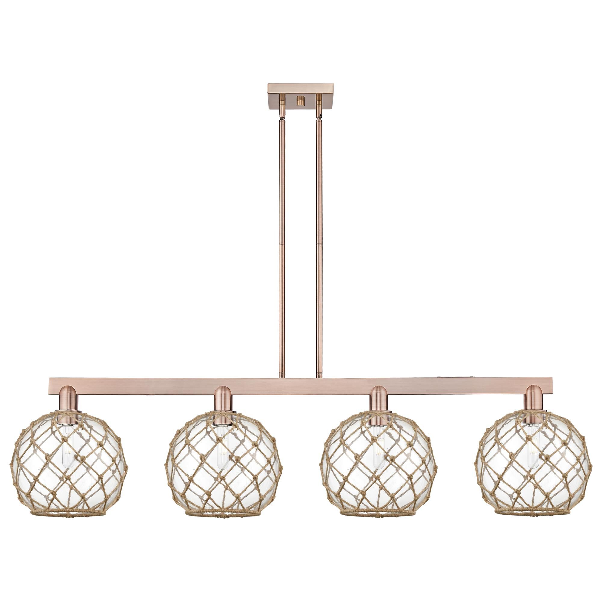 Shown in Antique Copper finish and Clear with Brown Rope glass