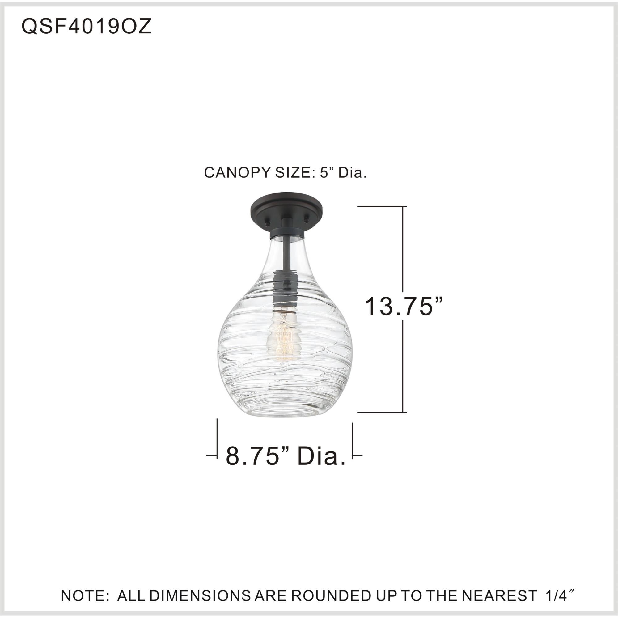 Genie 8 Inch 1 Light Semi Flush Mount by Quoizel
