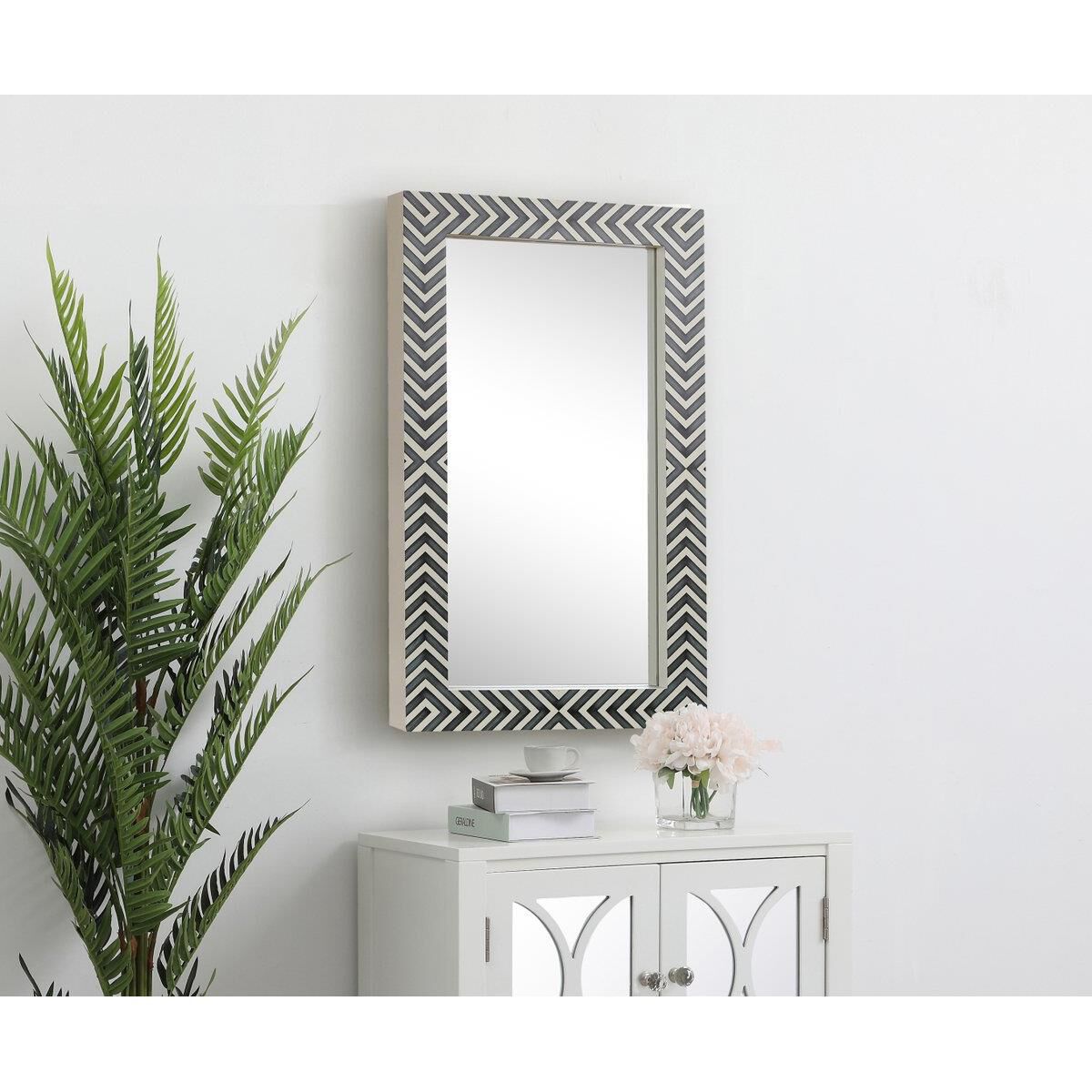Rectangular mirror 36x20 inch in chevron Wall Mirror by Elegant Decor