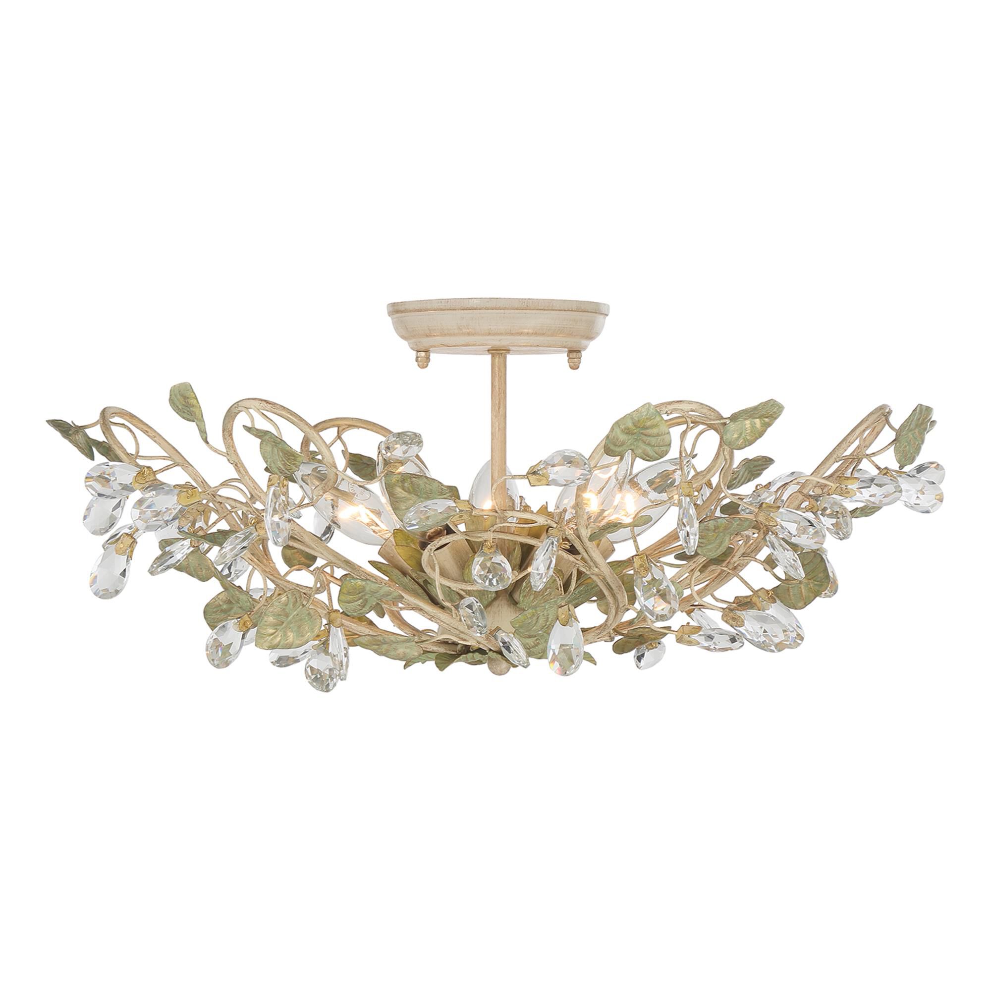 Shown in Champagne Green Tea finish and Clear Hand Cut crystal