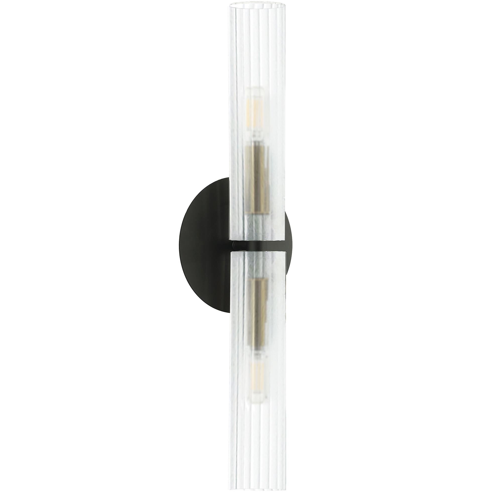 Shown in Matte Black & Aged Brass finish and Frosted glass