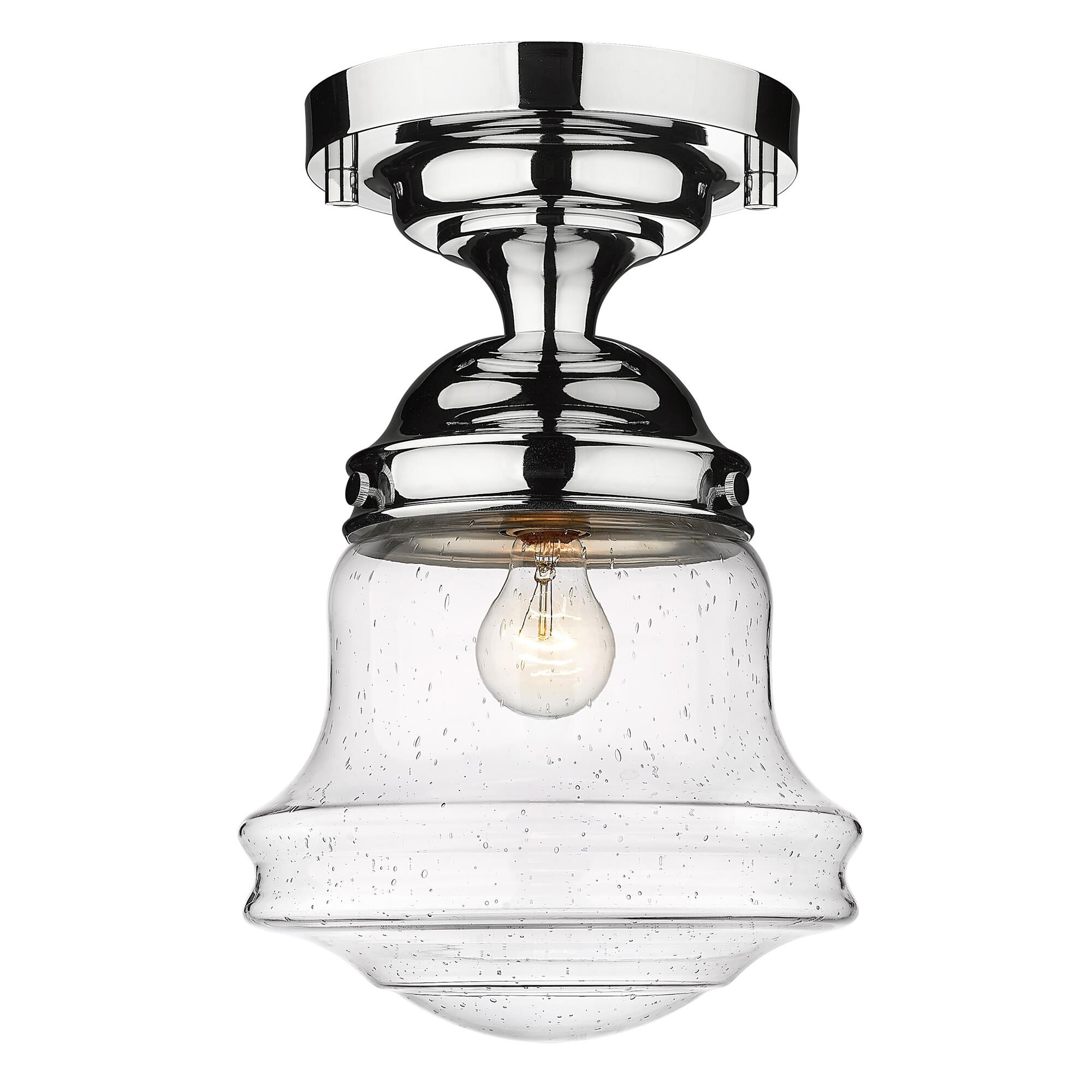 Shown in Chrome finish and Clear Seedy glass