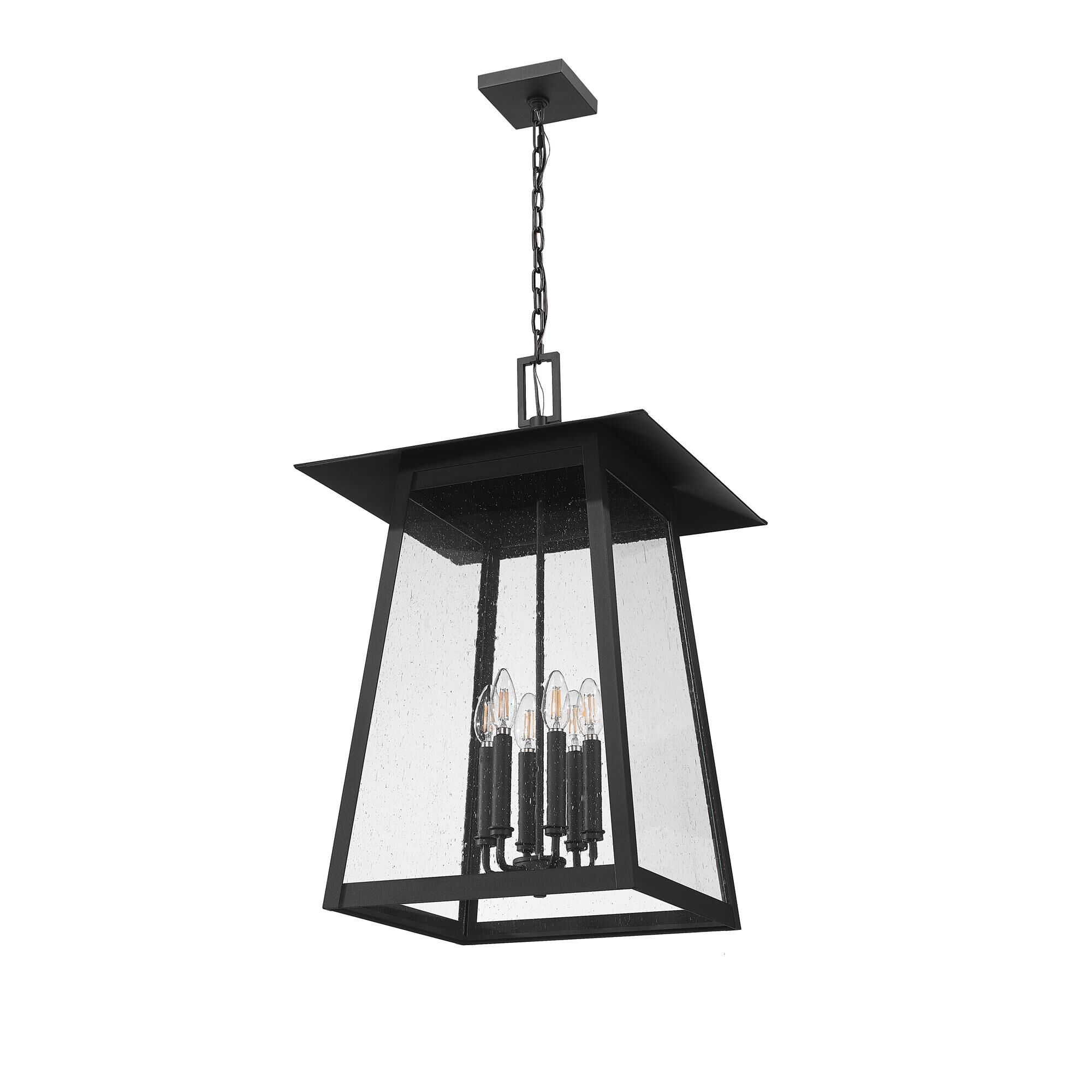 Shown in Black finish and Clear Seedy glass and Clear Seedy shade