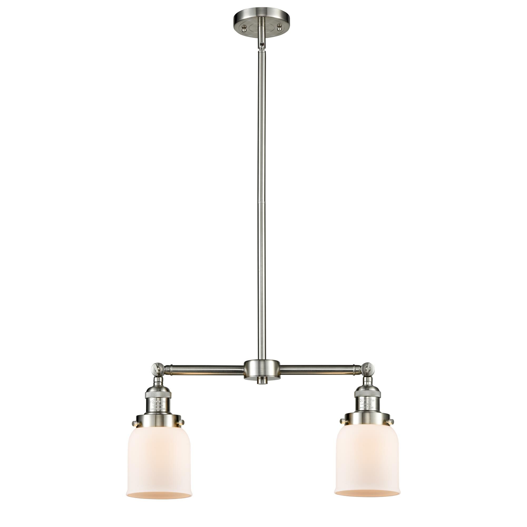Shown in Brushed Satin Nickel finish and Matte White Cased glass