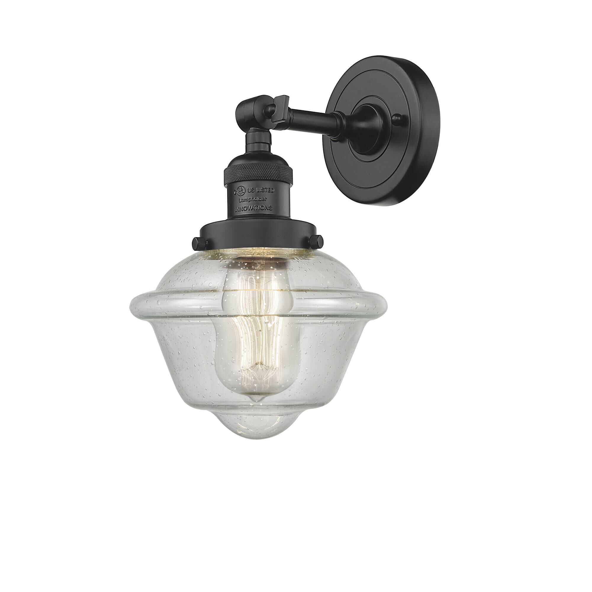 Shown in Oil Rubbed Bronze finish and Seedy glass