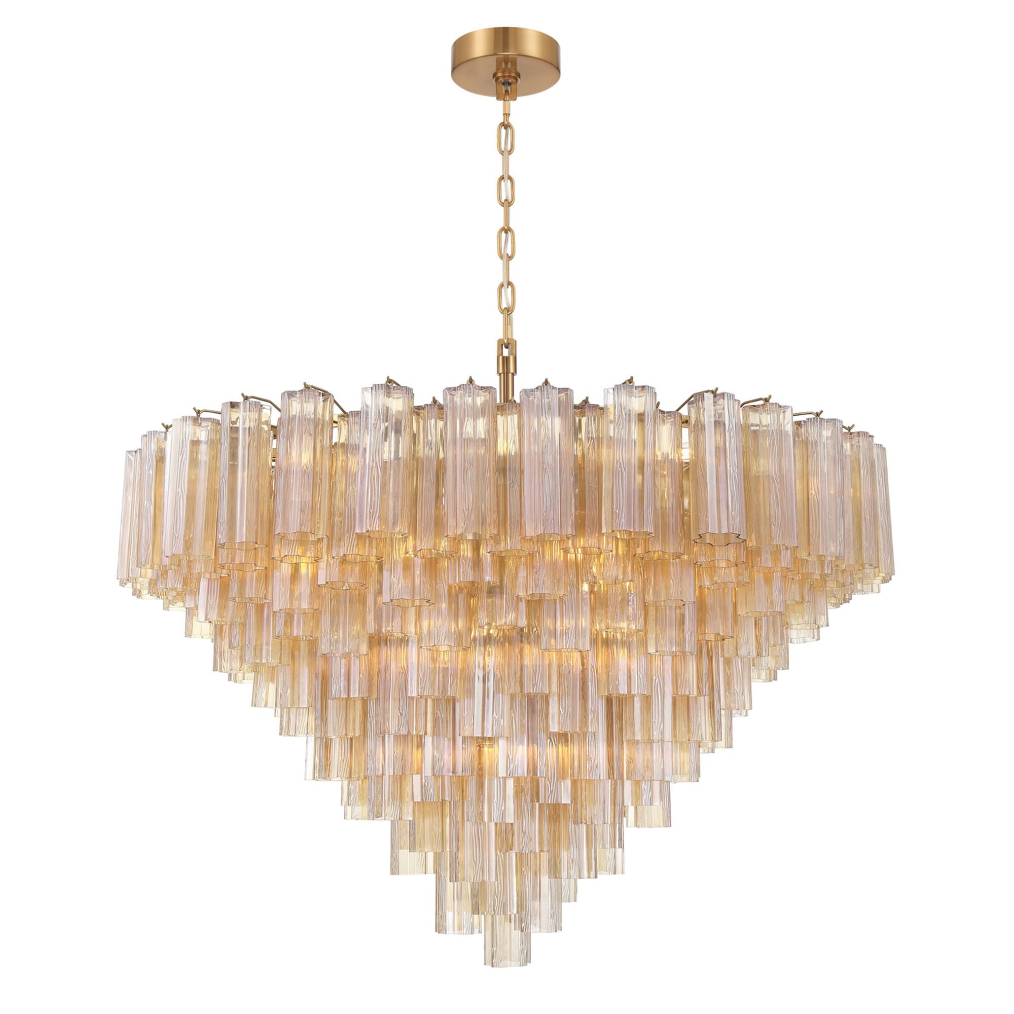 Shown in Aged Brass finish and Tronchi Glass crystal