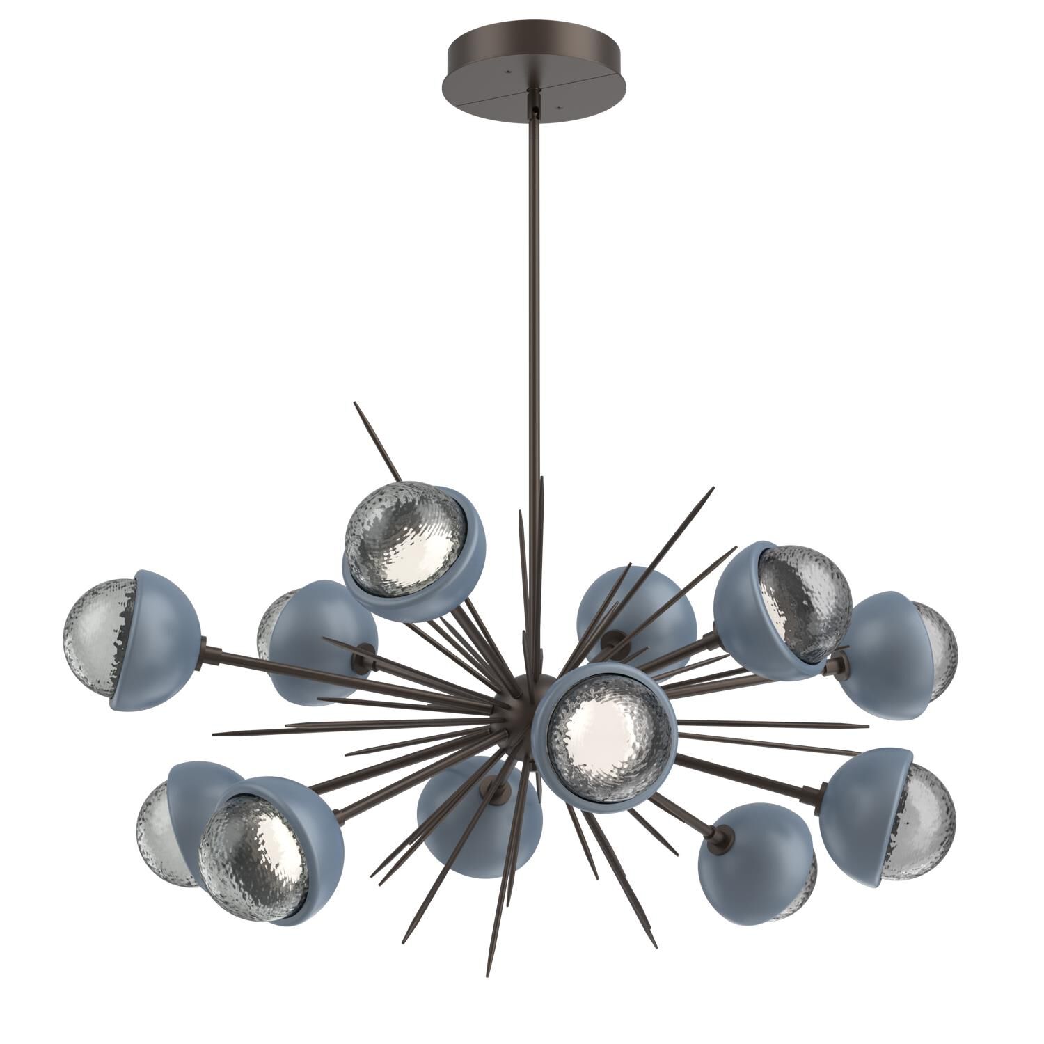 Shown in Flat Bronze finish and Smoke glass and Poppy Blue accent