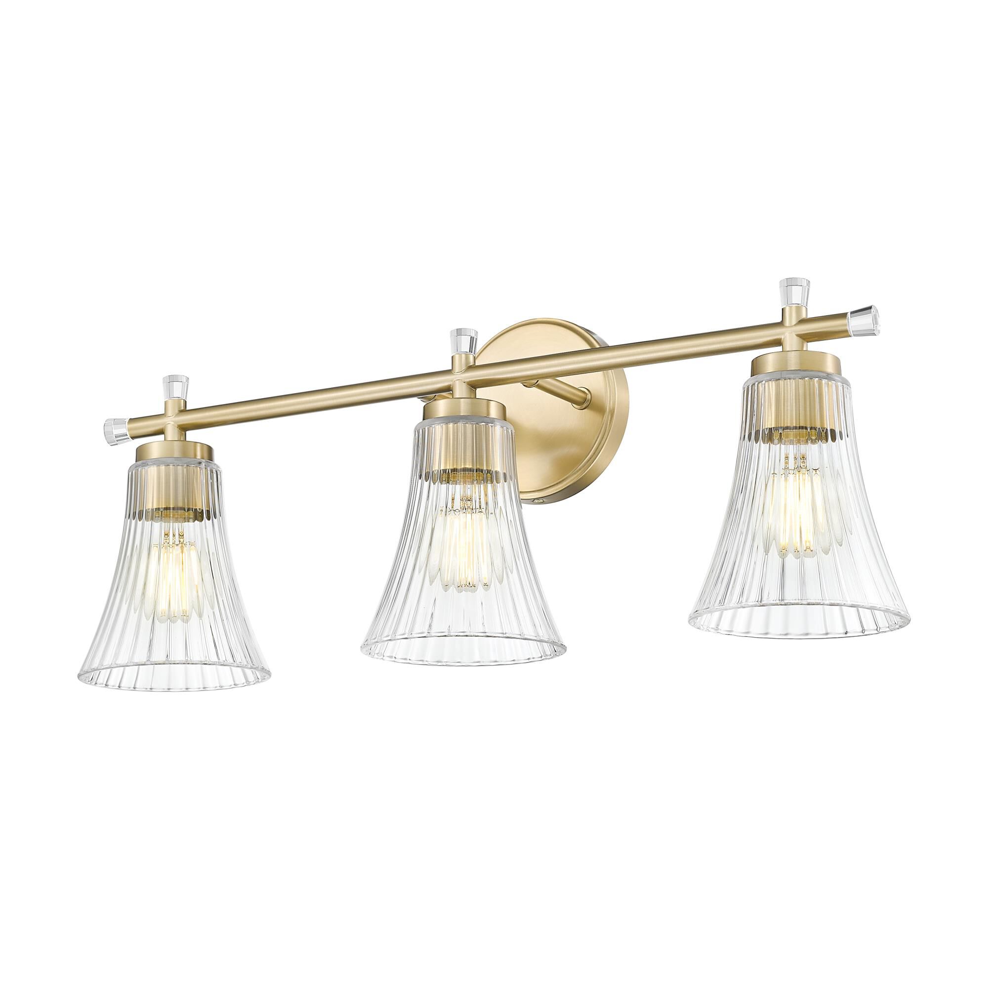 Shown in Modern Gold finish and Clear glass and Clear shade