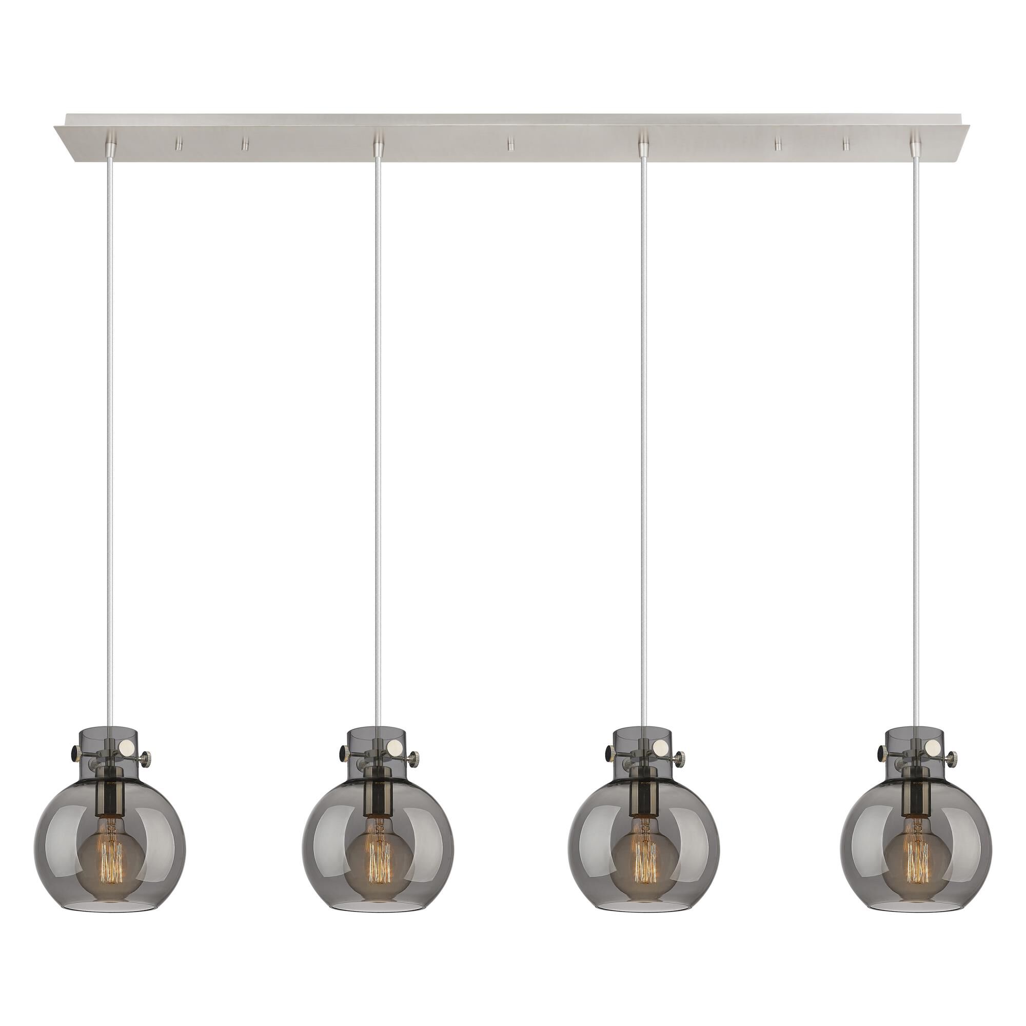 Shown in Polished Nickel finish and Light Smoke glass and Light Smoke Glass shade