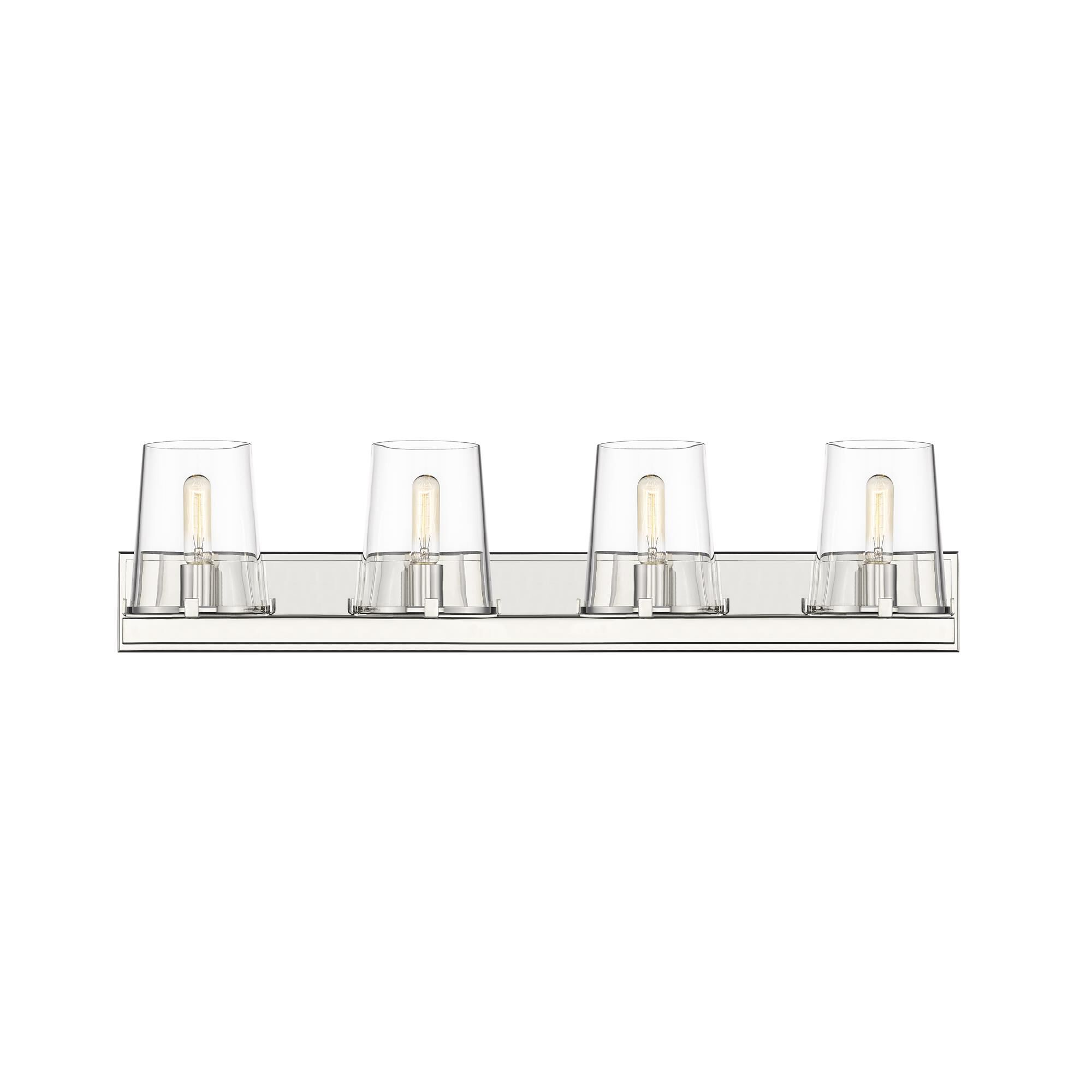 Shown in Polished Nickel finish and Glass shade