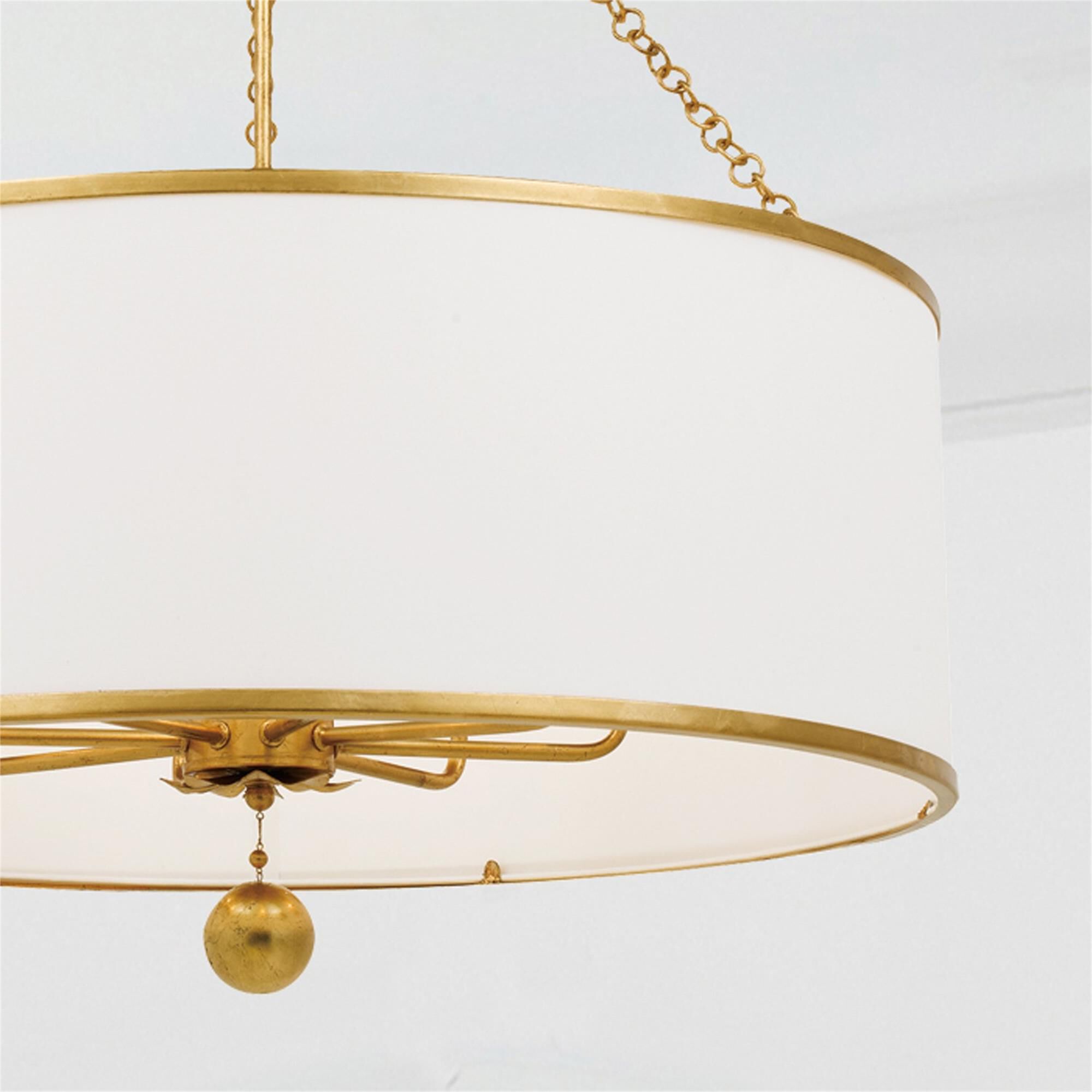 Shown in Antique Gold finish and White Silk shade