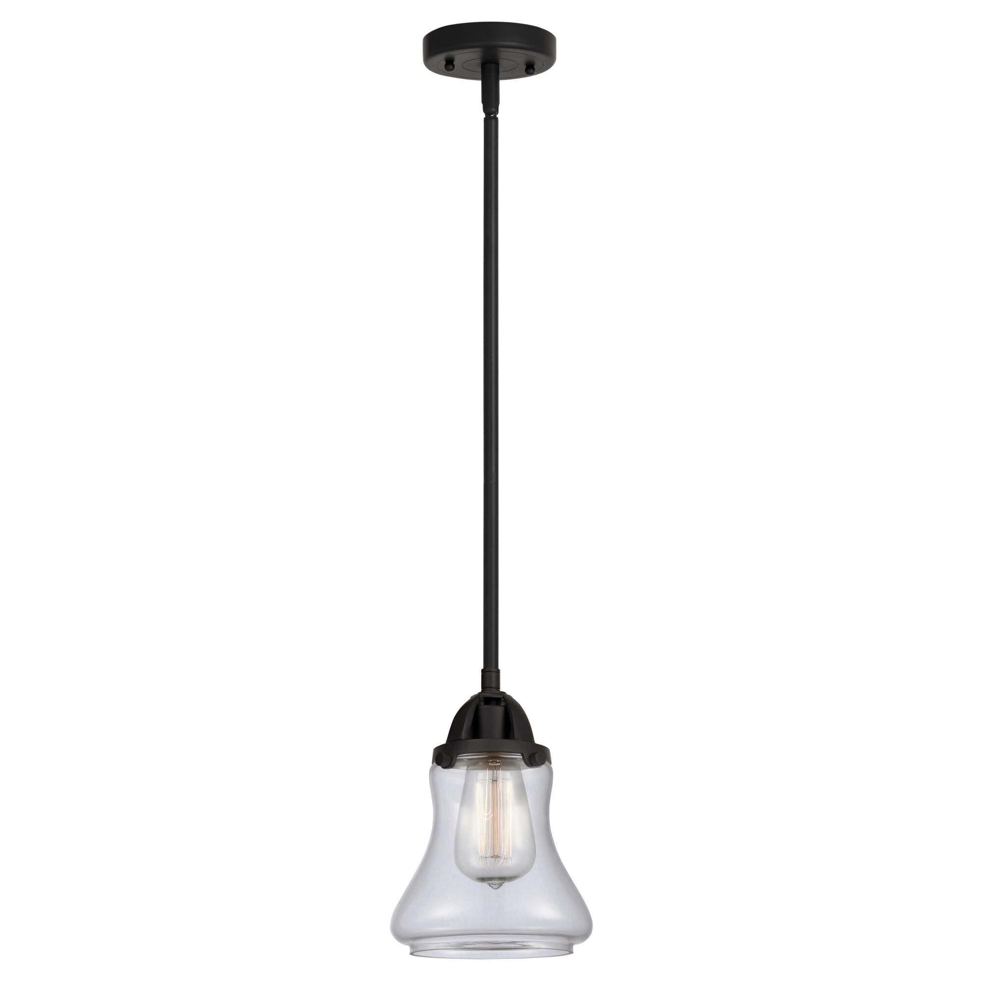 Shown in Matte Black finish and Clear Bellmont glass and No Shade shade