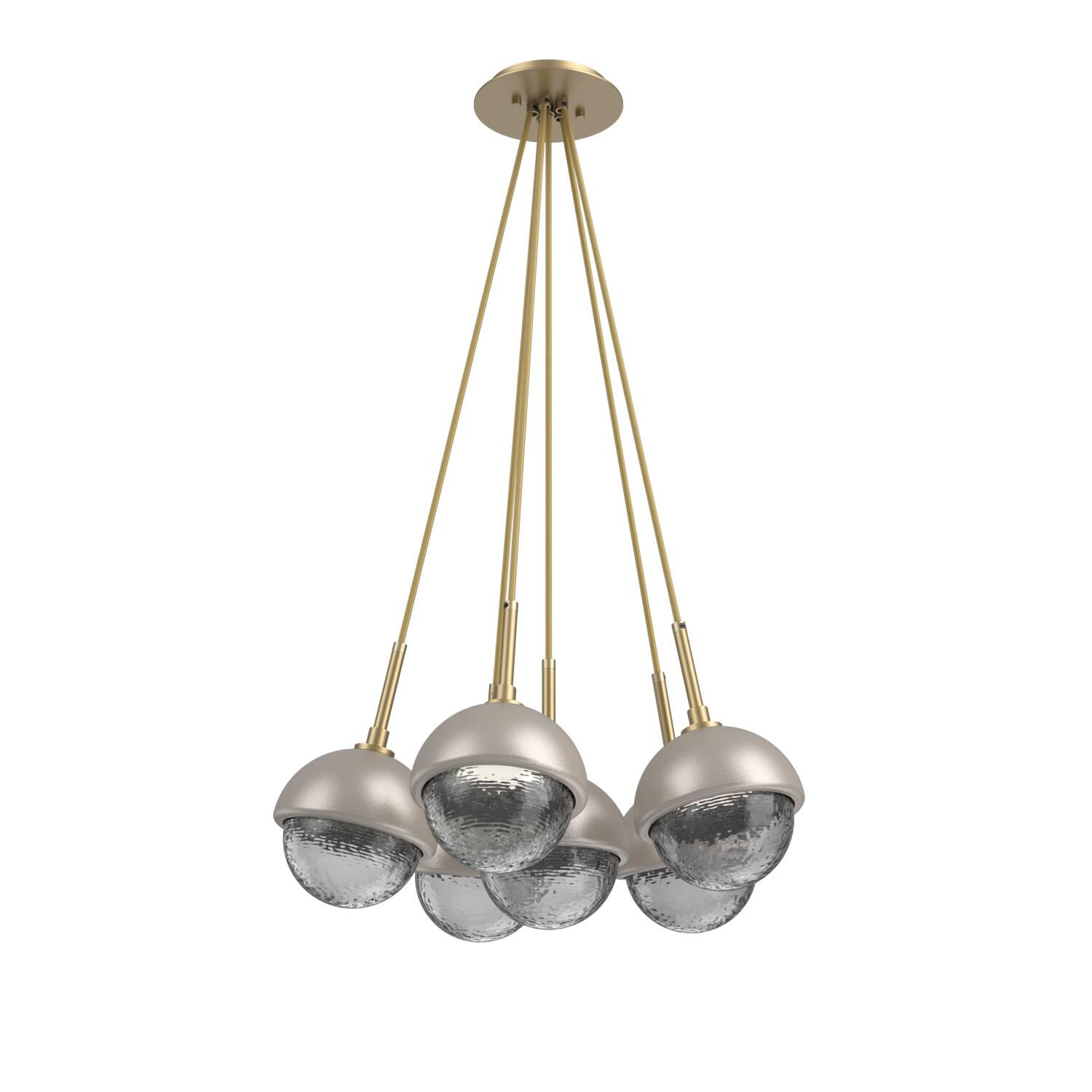 Shown in Gilded Brass finish and Smoke glass and Beige Silver accent